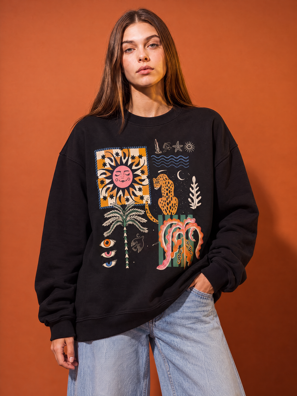 Boho abstract Crewneck