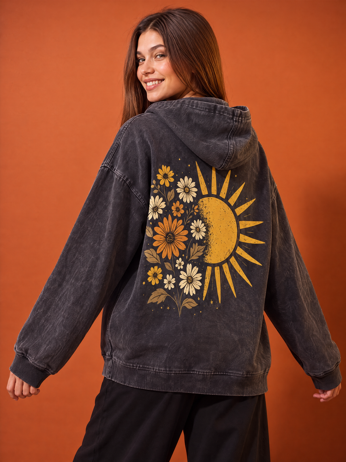 Sun Flower Washed Hoodie
