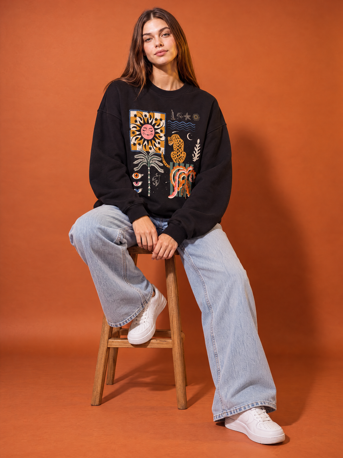 Boho abstract Crewneck