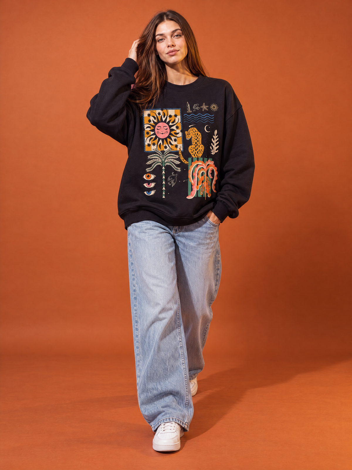 Boho abstract Crewneck