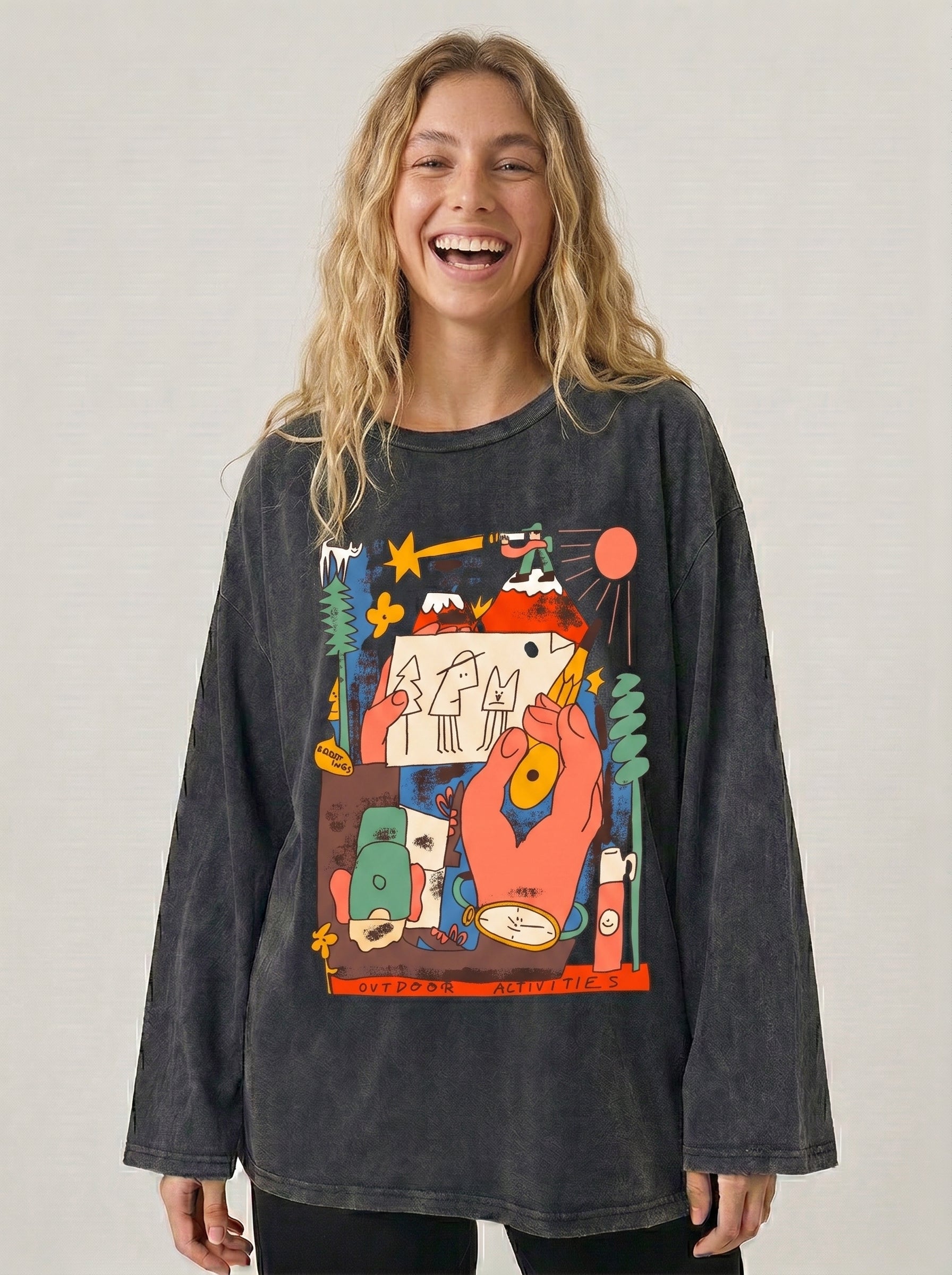 Forest Home Long Sleeves Washed T-Shirt