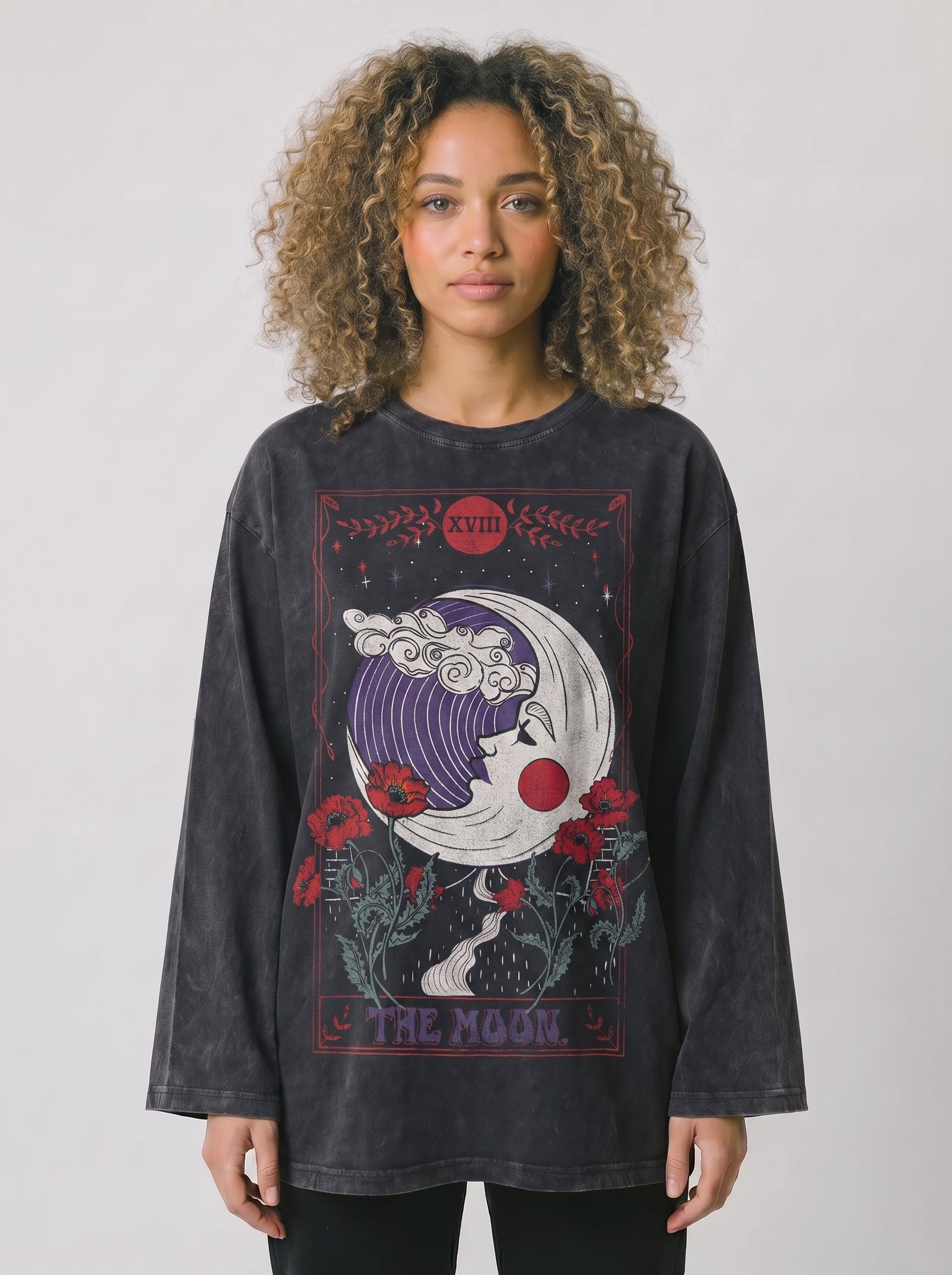 The Moon Long Sleeves Washed T-Shirt