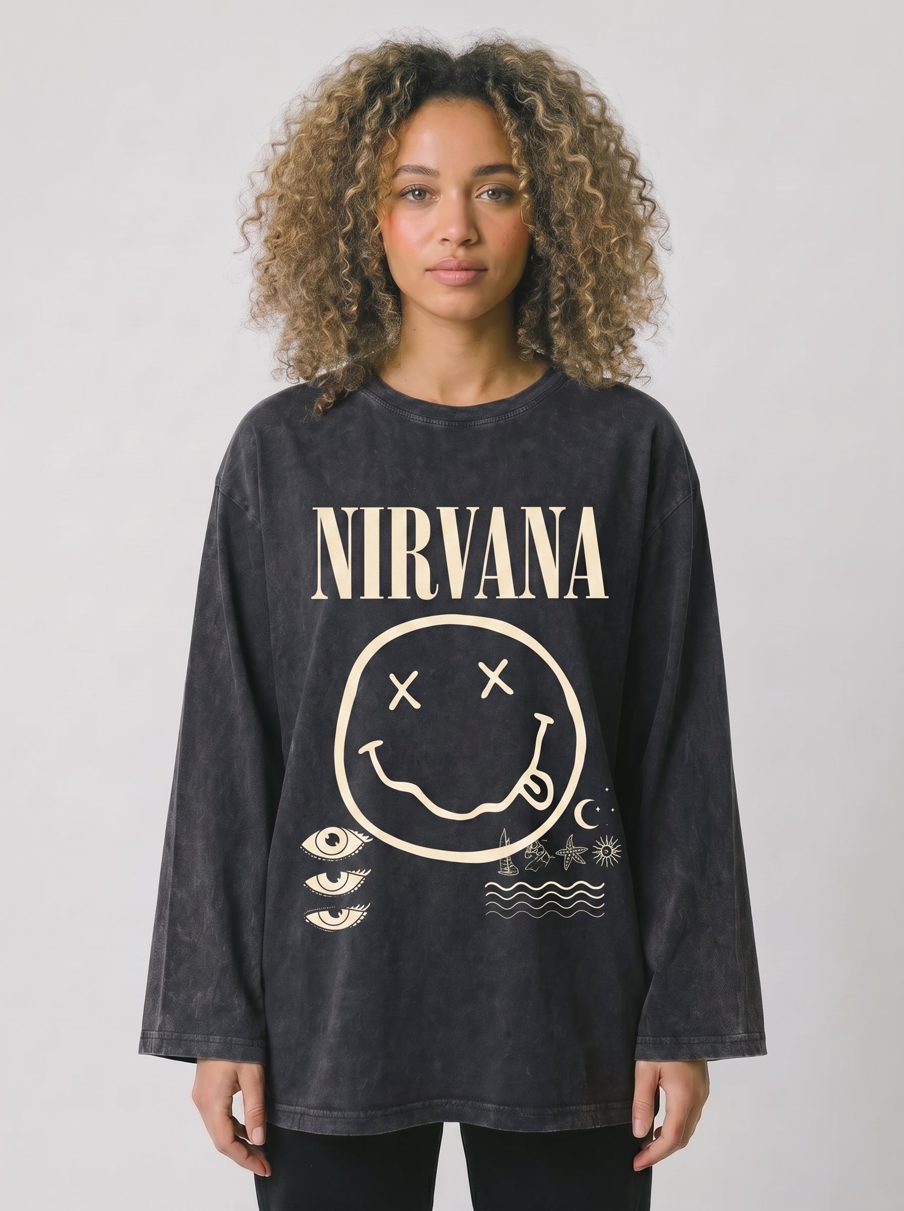 Nirvana Long Sleeves Washed T-Shirt
