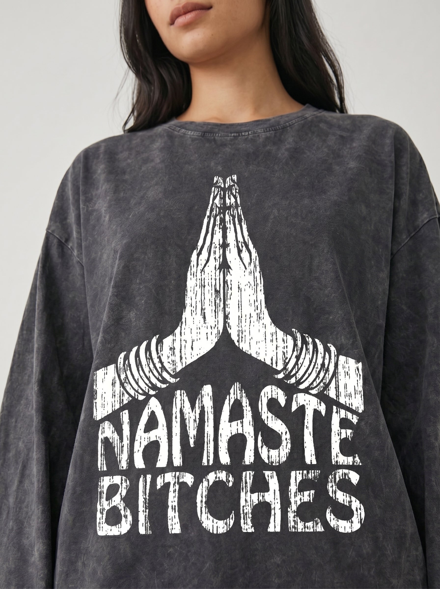Namaste Long Sleeves Washed T-Shirt