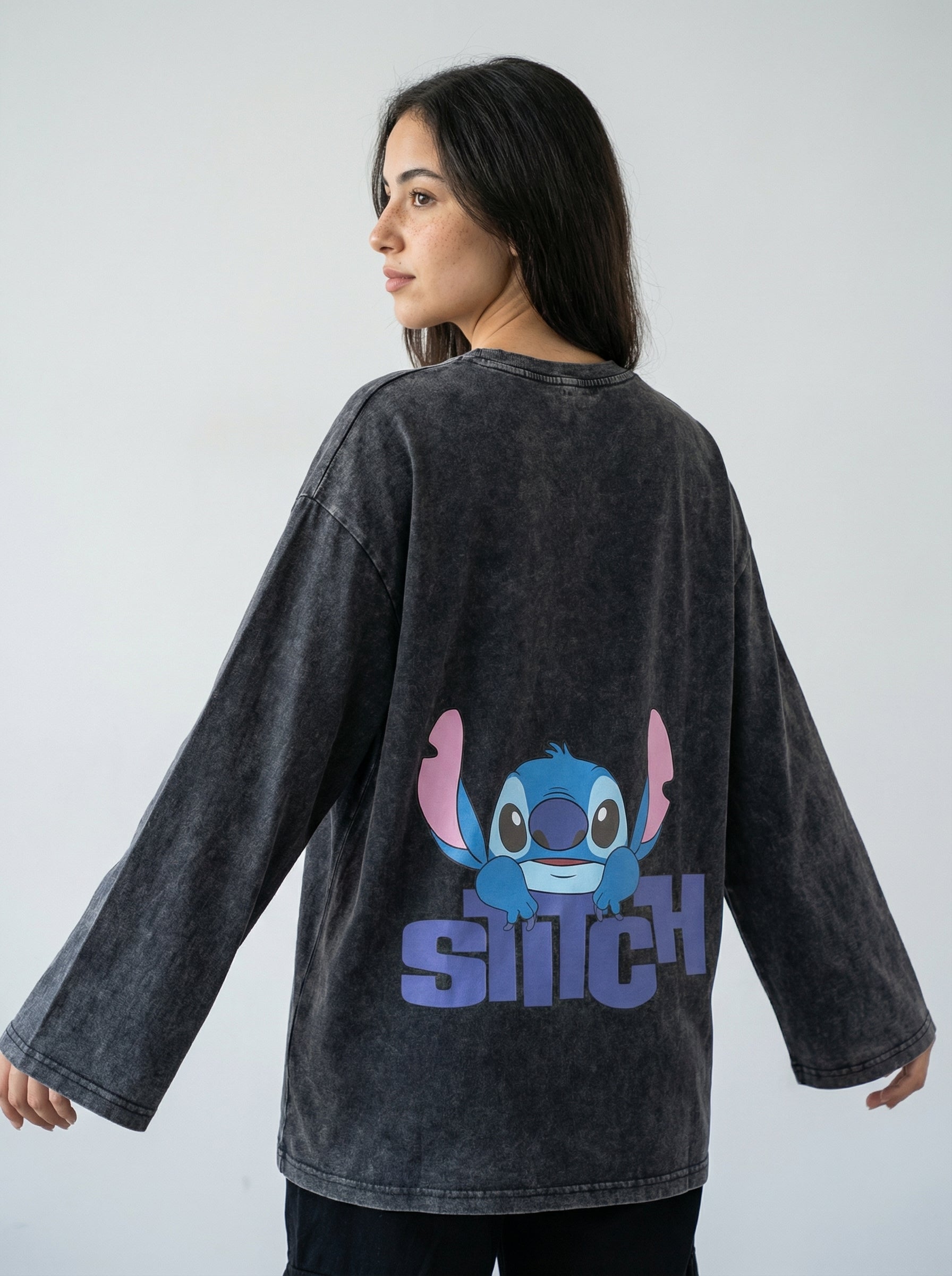 Stitch Long Sleeves Washed T-Shirt