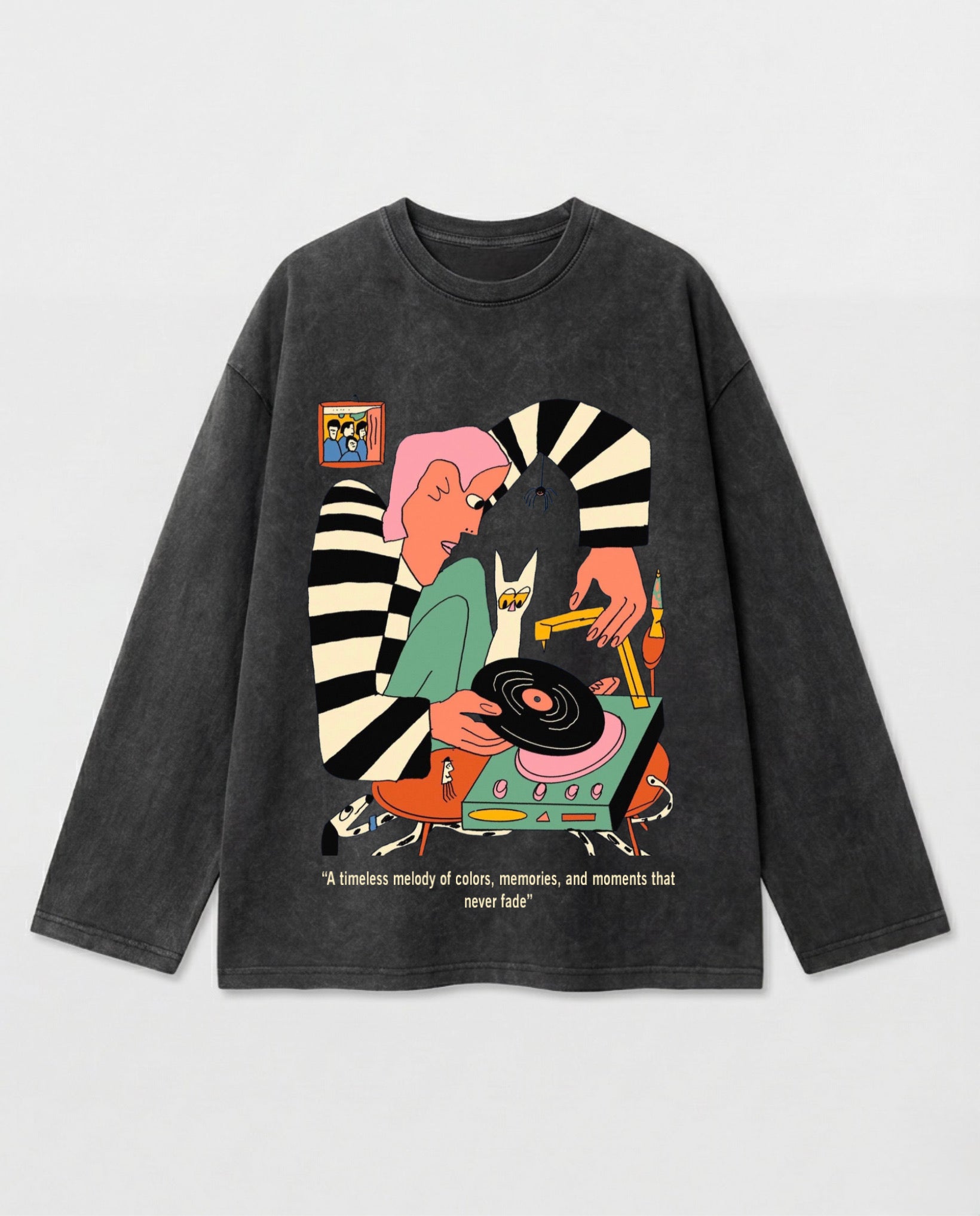 Colorful Echoes Long Sleeves Washed T-Shirt