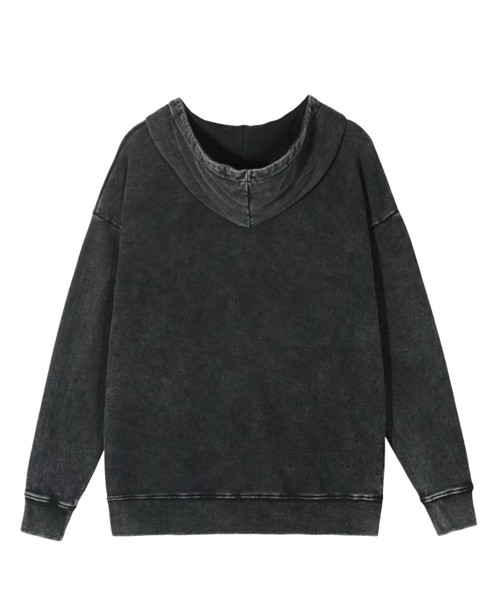 Dark Gray Acid Washed Hoodie - Hippies TownHoodieHippies Town