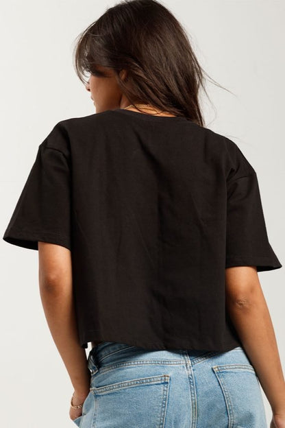 Cropped Oversized T-Shirt (Black) - Hippies TownHippies Town