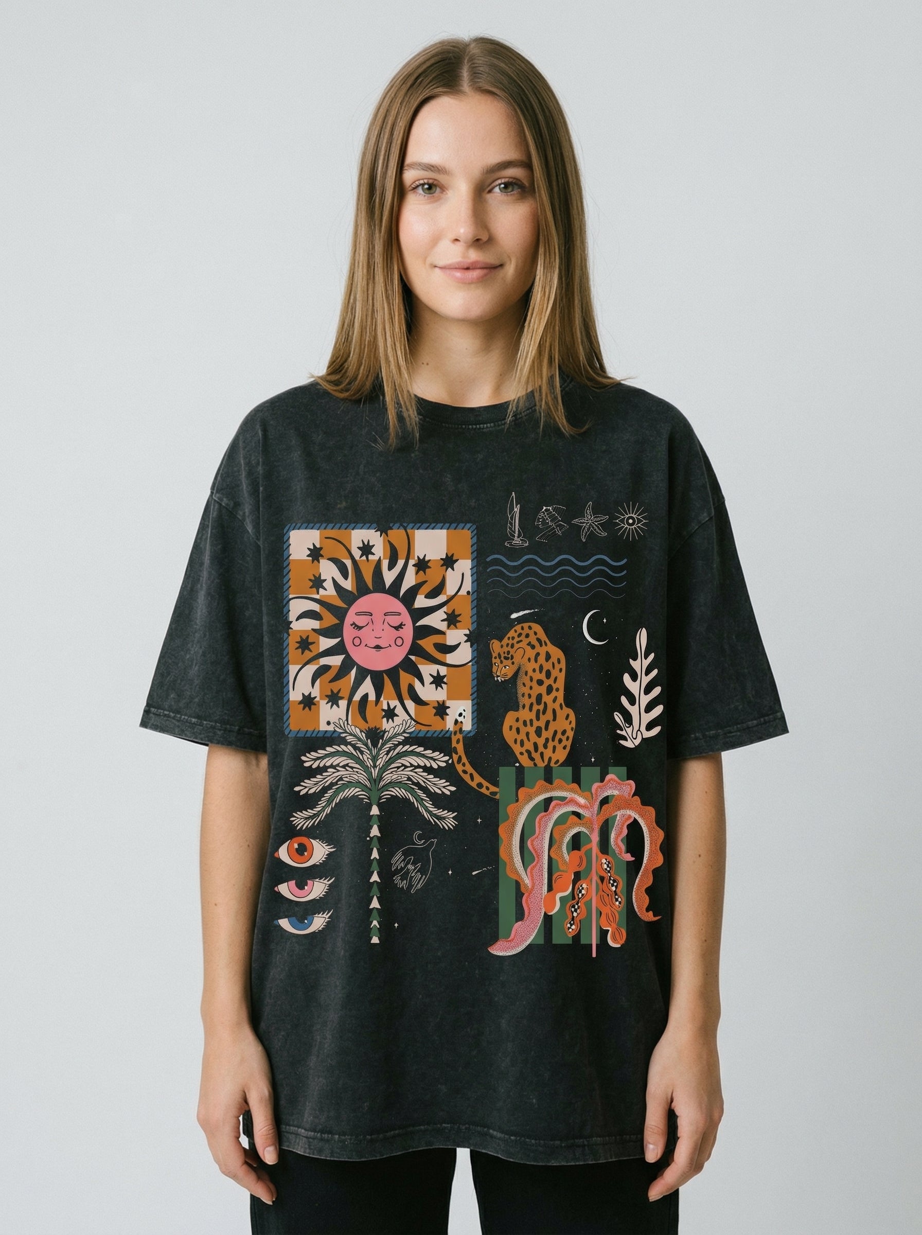 Boho abstract Washed T-Shirt