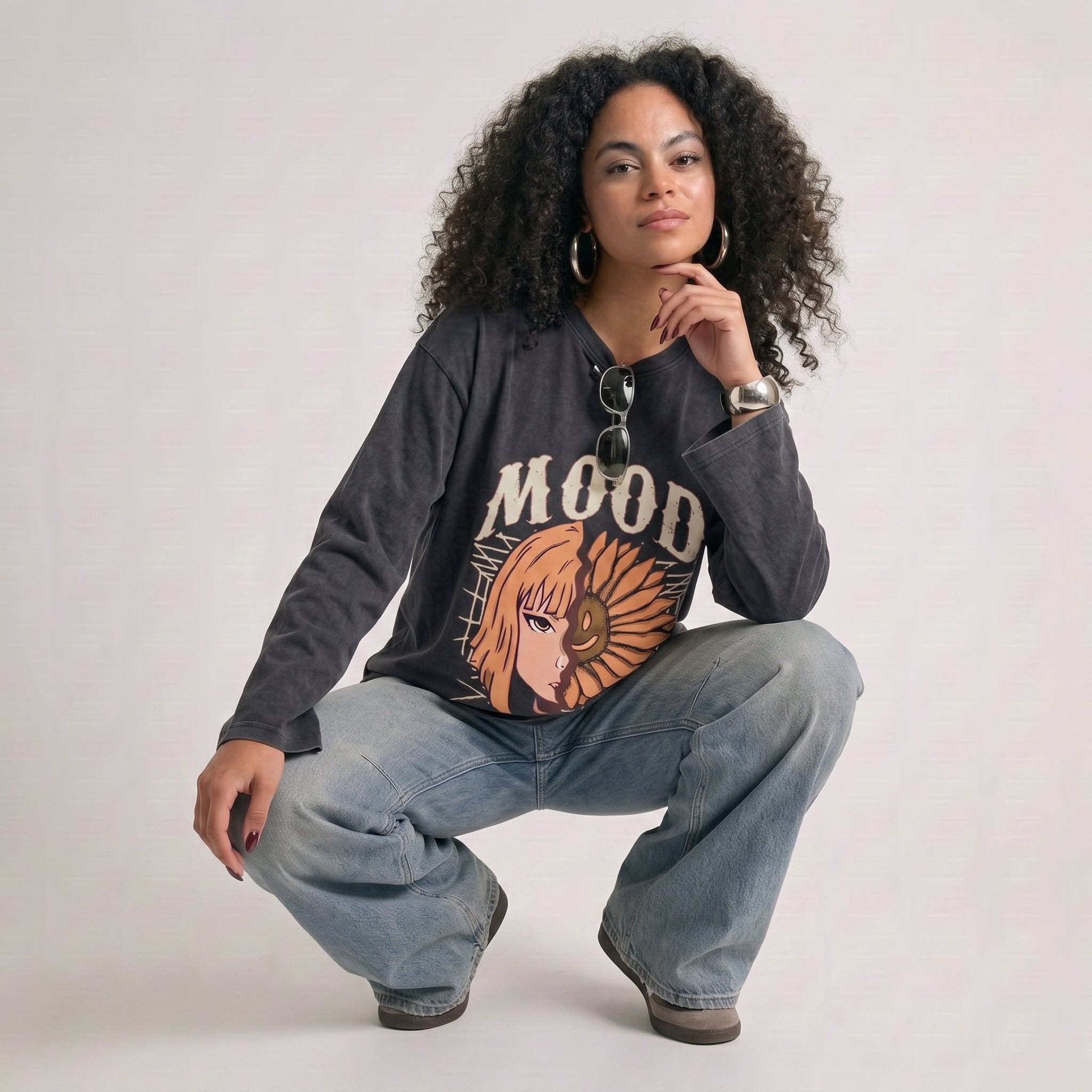 Good Mood Long Sleeves Washed T-Shirt