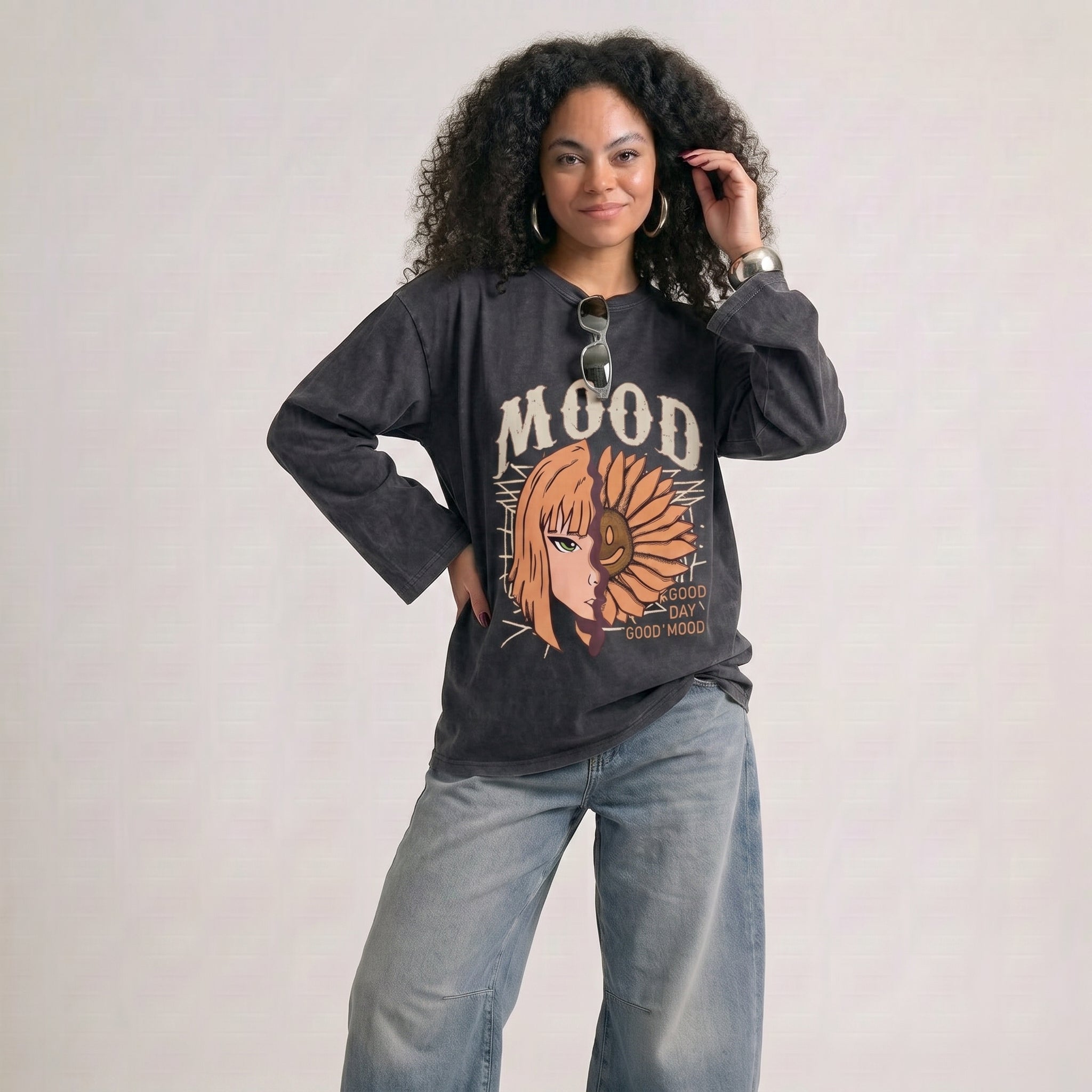 Good Mood Long Sleeves Washed T-Shirt