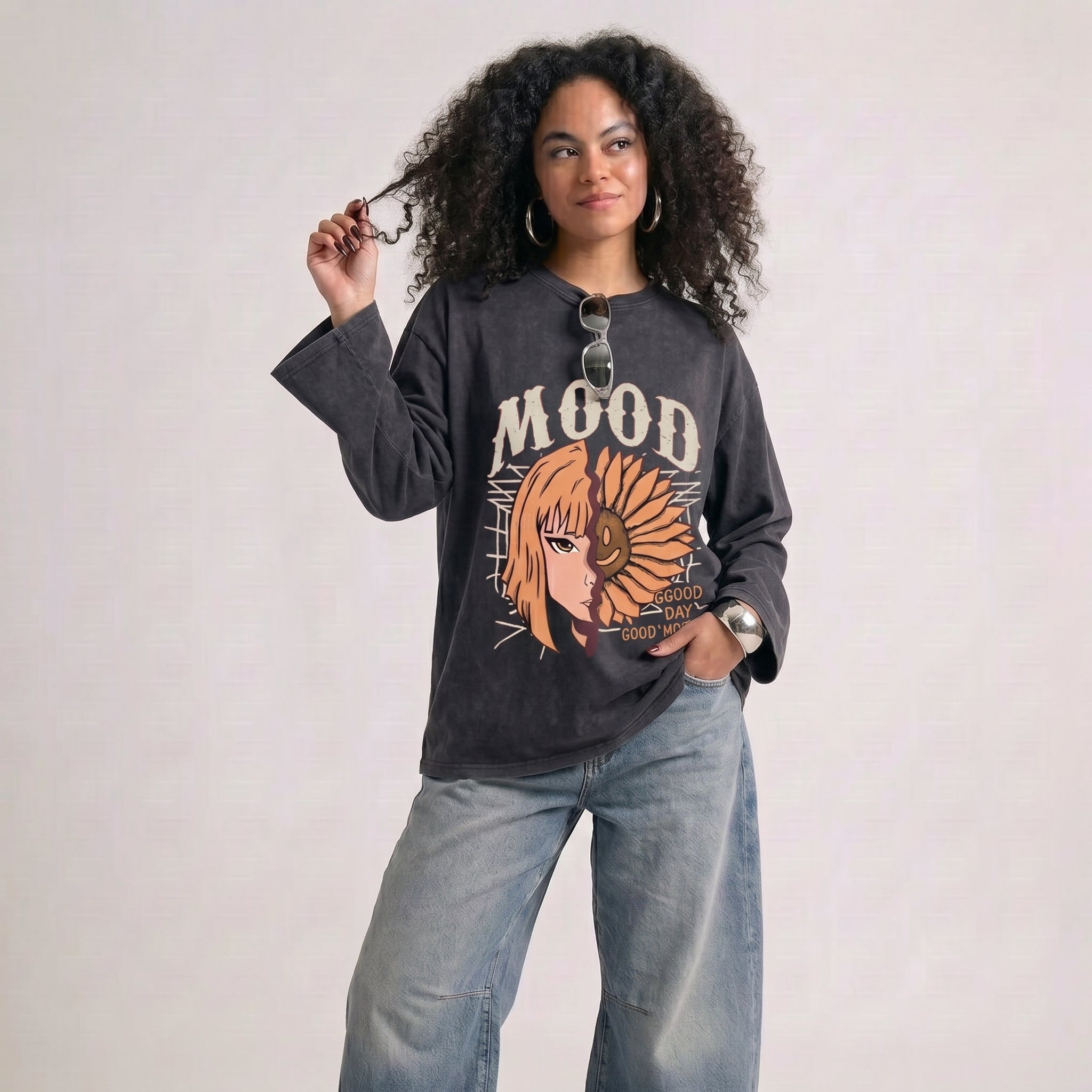 Good Mood Long Sleeves Washed T-Shirt