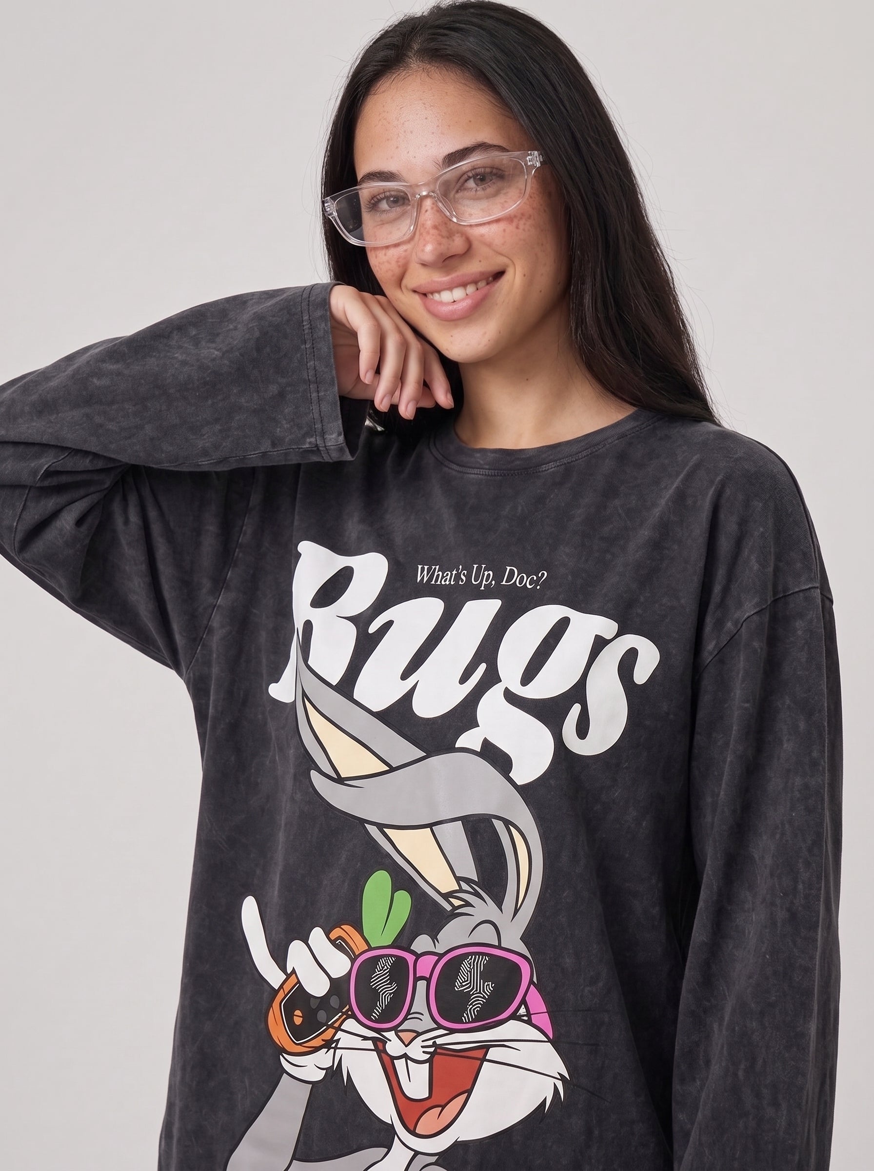 Bugs Long Sleeves Washed T-Shirt