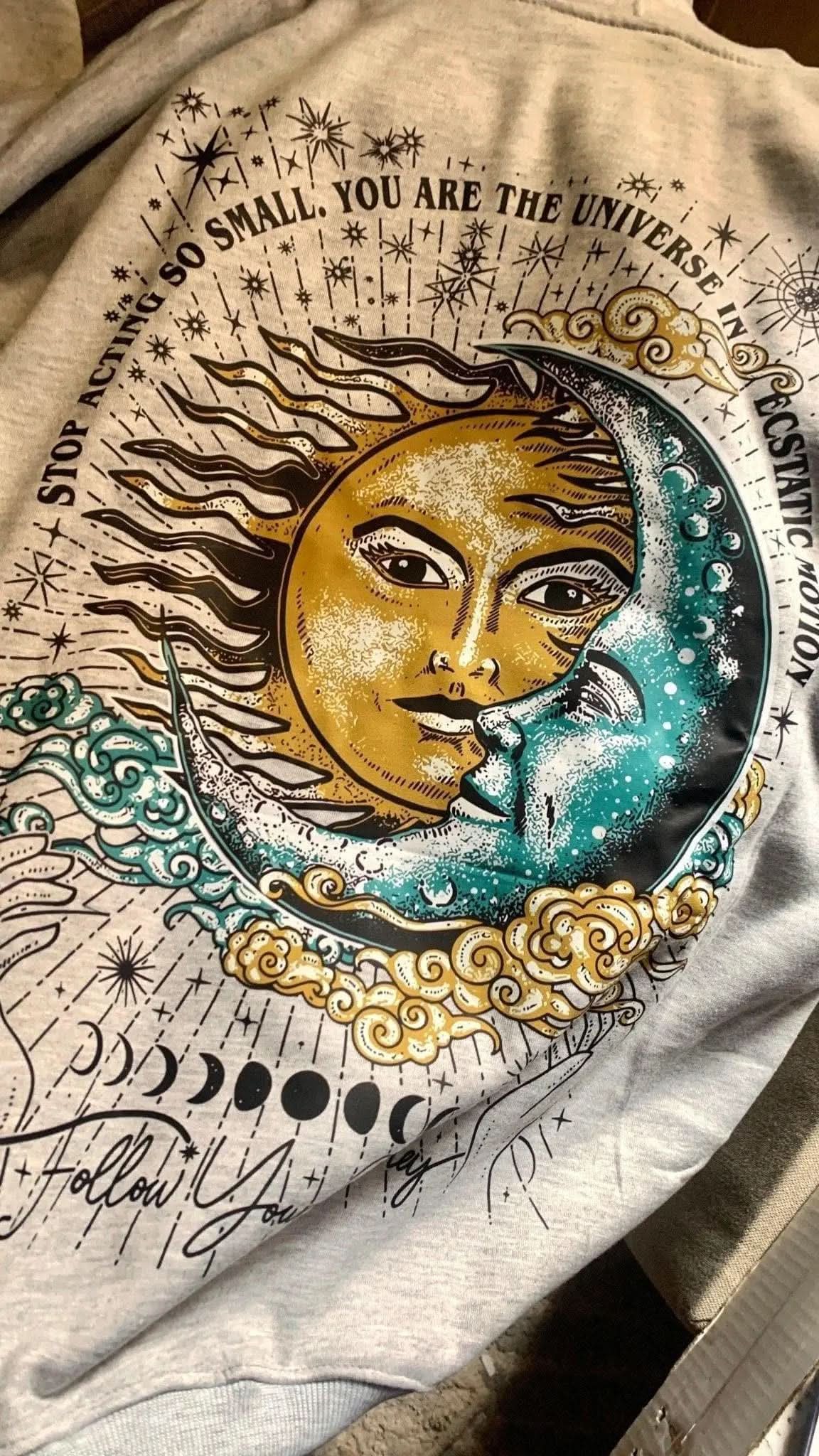 Grey Golden Sun Hoodie - Hippies Town