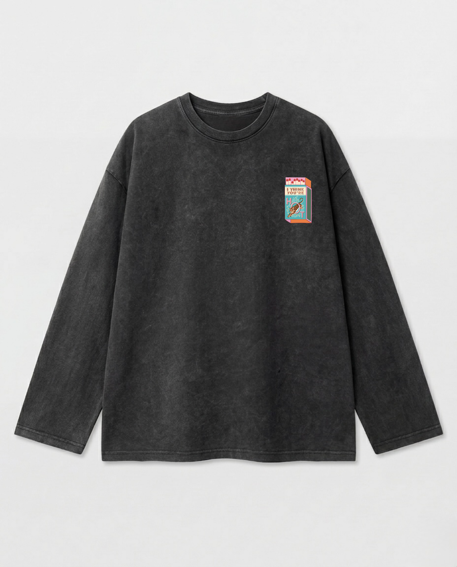 Exposed Long Sleeves Washed T-Shirt