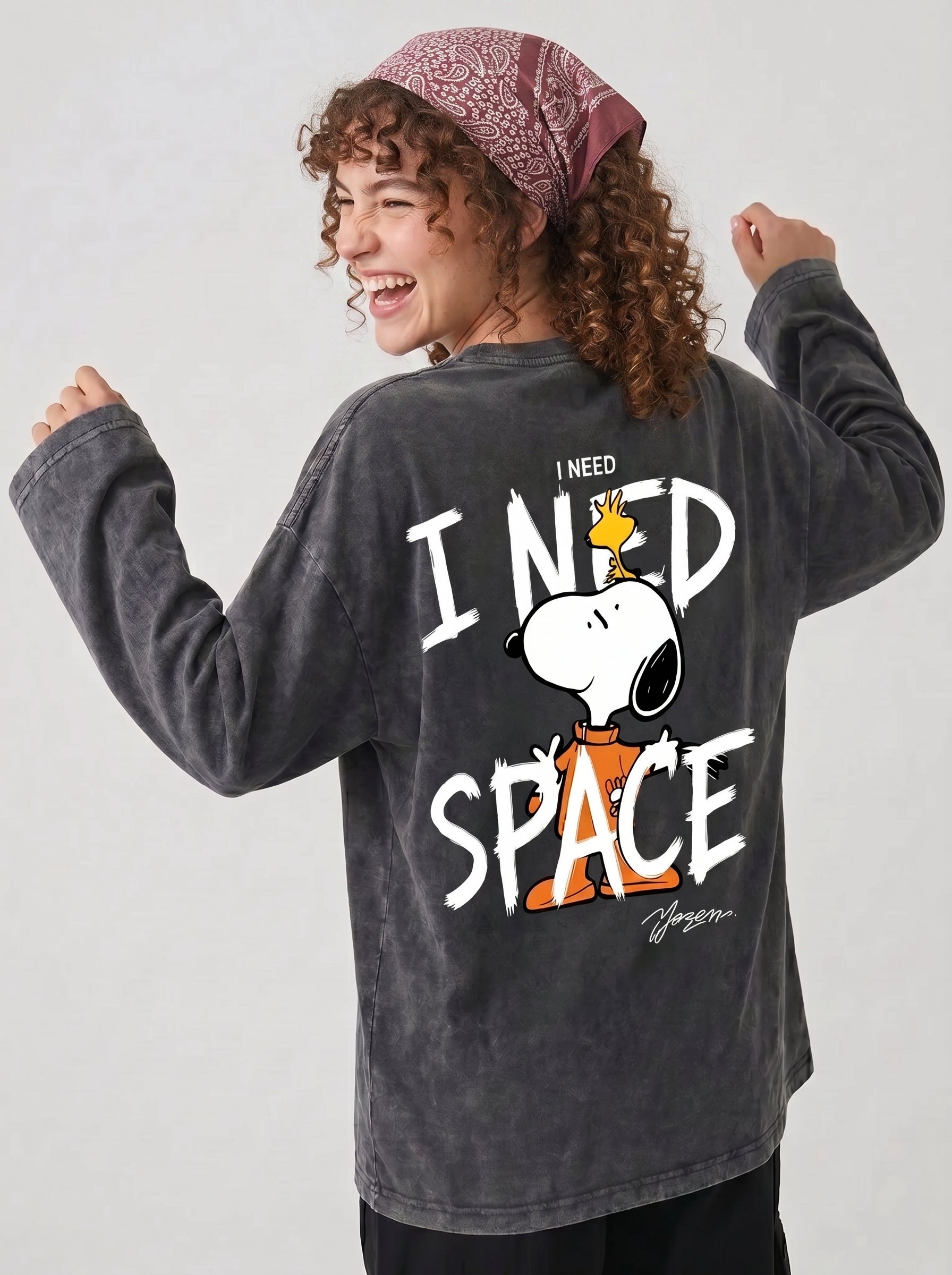 My Space Long Sleeves Washed T-Shirt