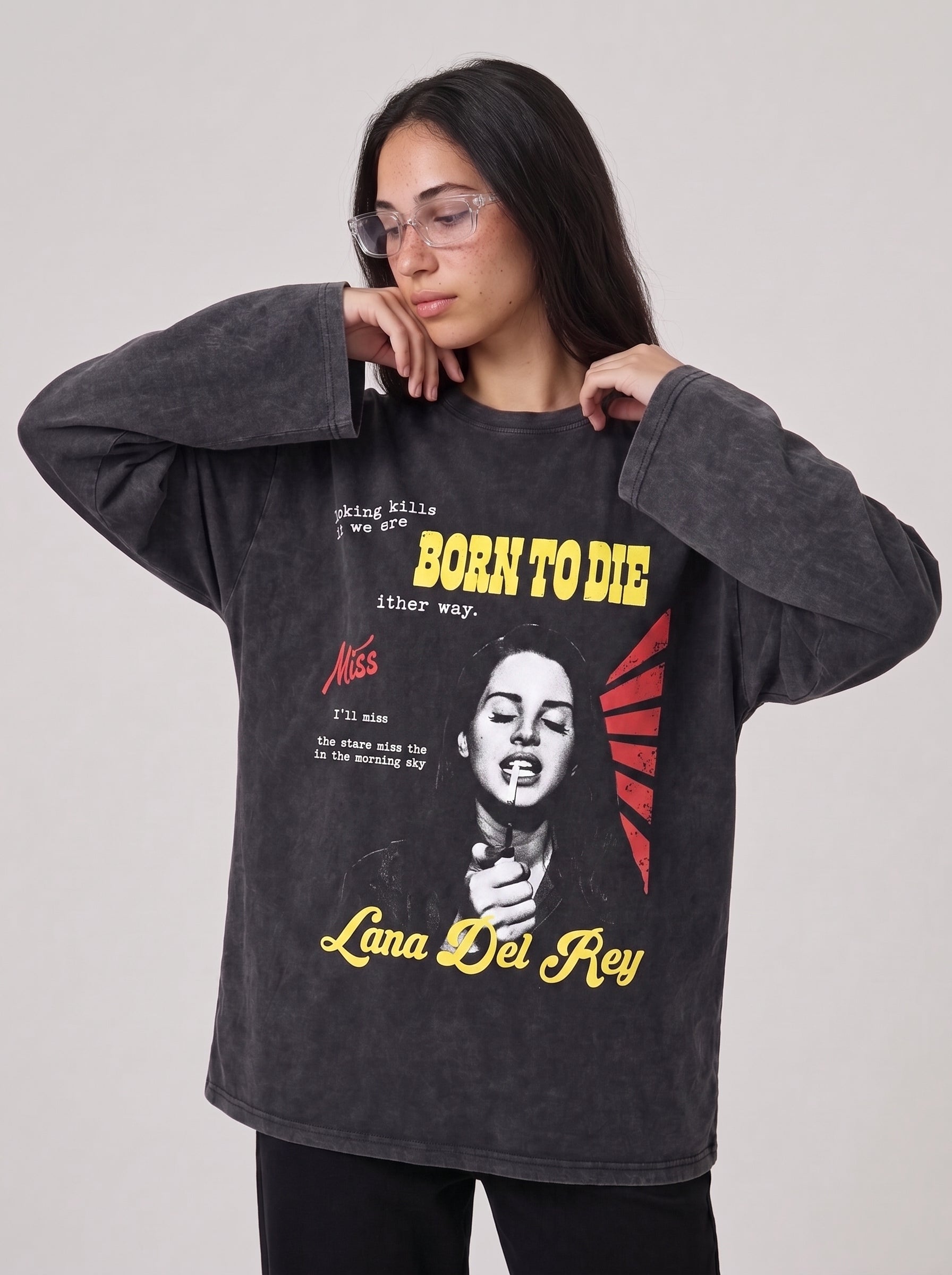 Born To Die Long Sleeves Washed T-Shirt