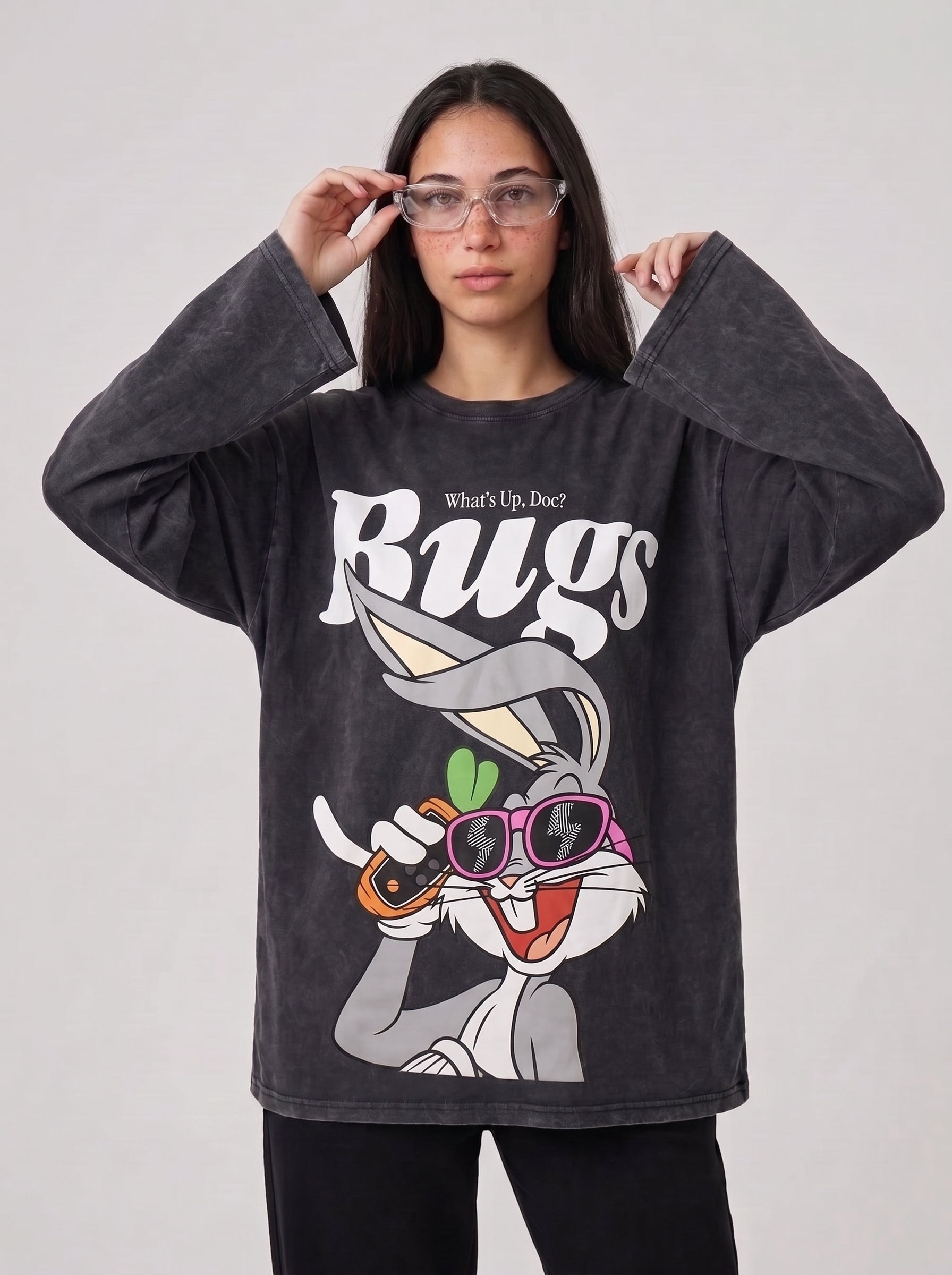 Bugs Long Sleeves Washed T-Shirt