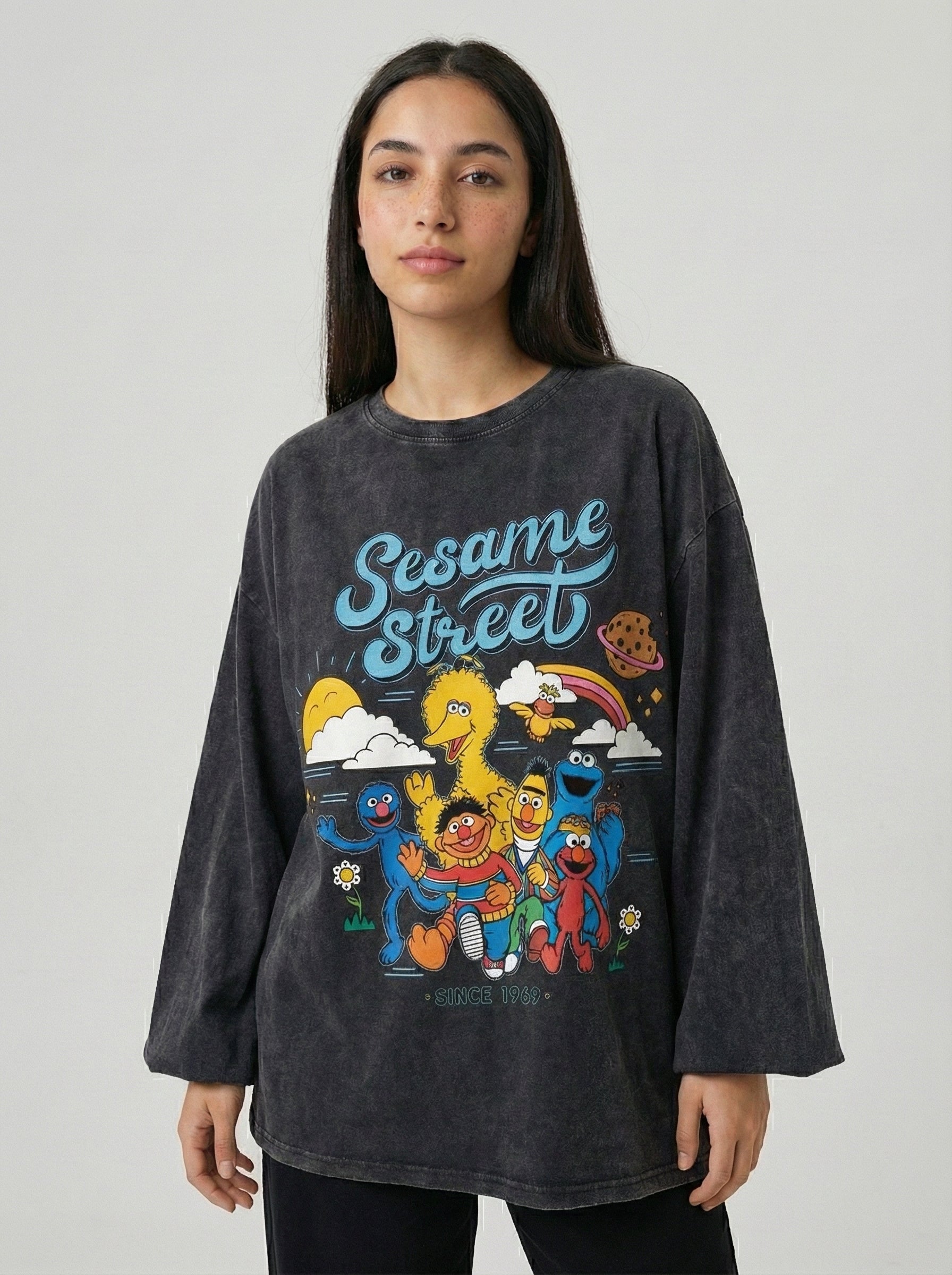 Semsem Long Sleeves Washed T-Shirt