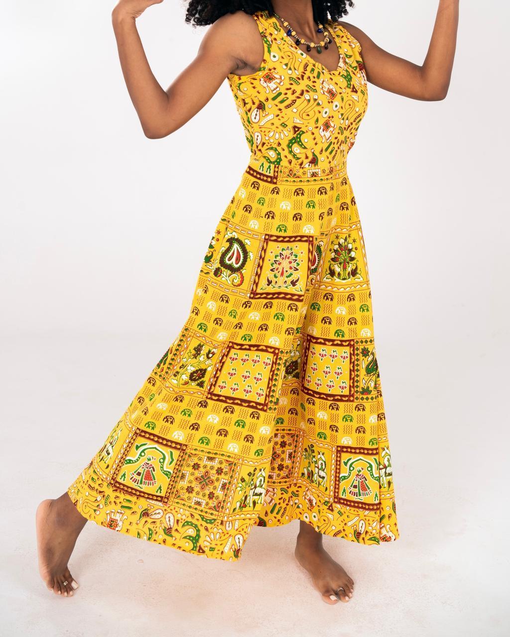 Yellow Elephant Dress - Hippies Town