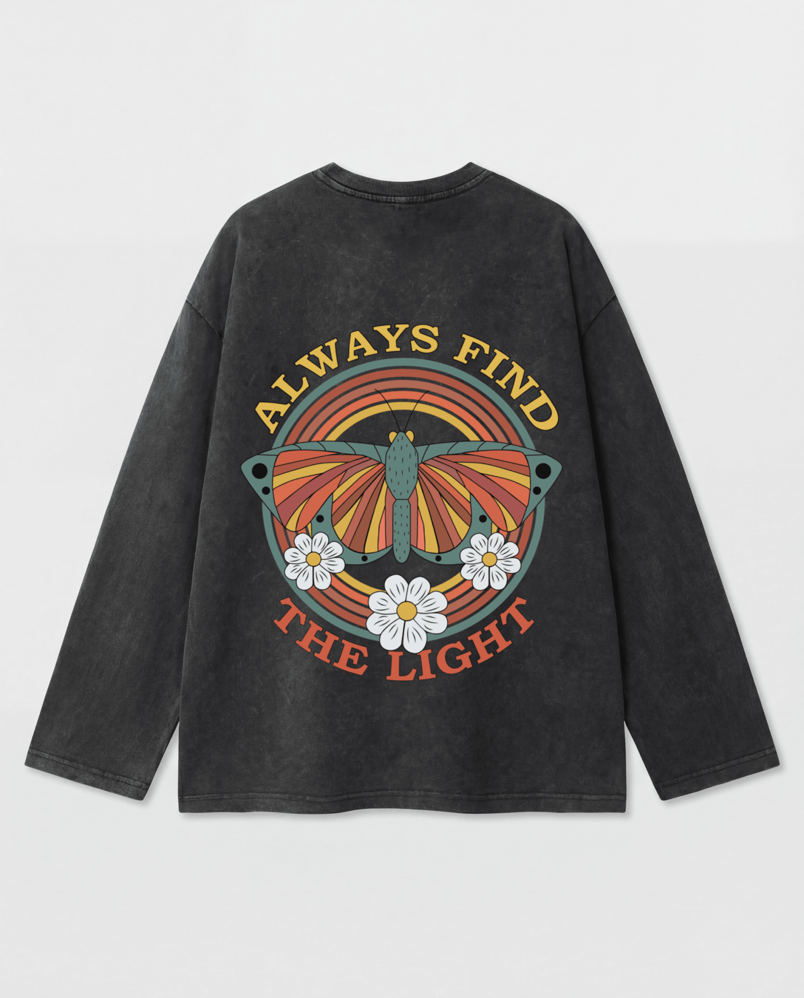 Always Find The Light Long Sleeves Washed T-Shirt - Hippies TownHippies Town