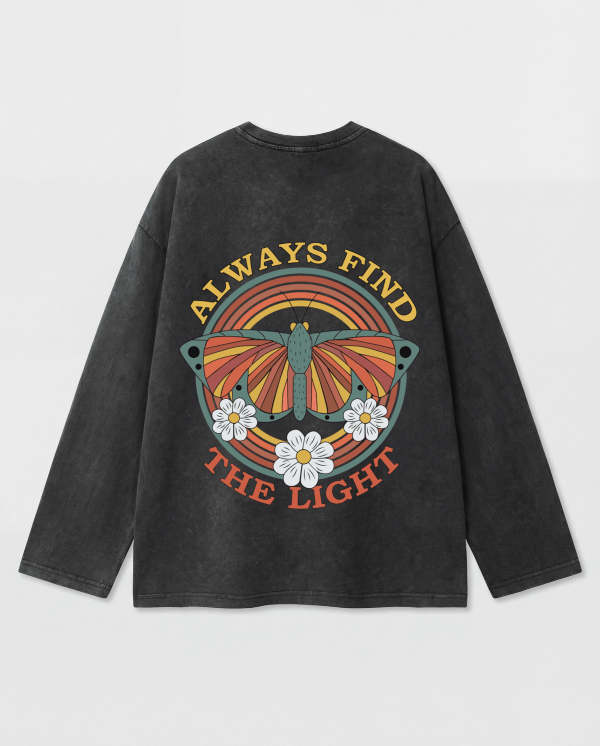 Always Find The Light Long Sleeves Washed T-Shirt - Hippies TownHippies Town