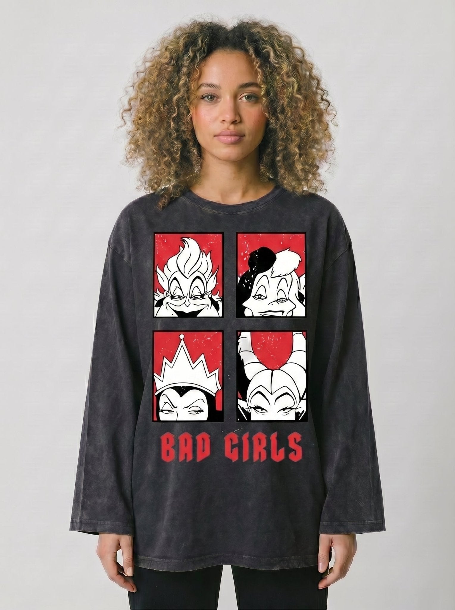Bad Girls Long Sleeves Washed T-Shirt - Hippies TownHippies Town