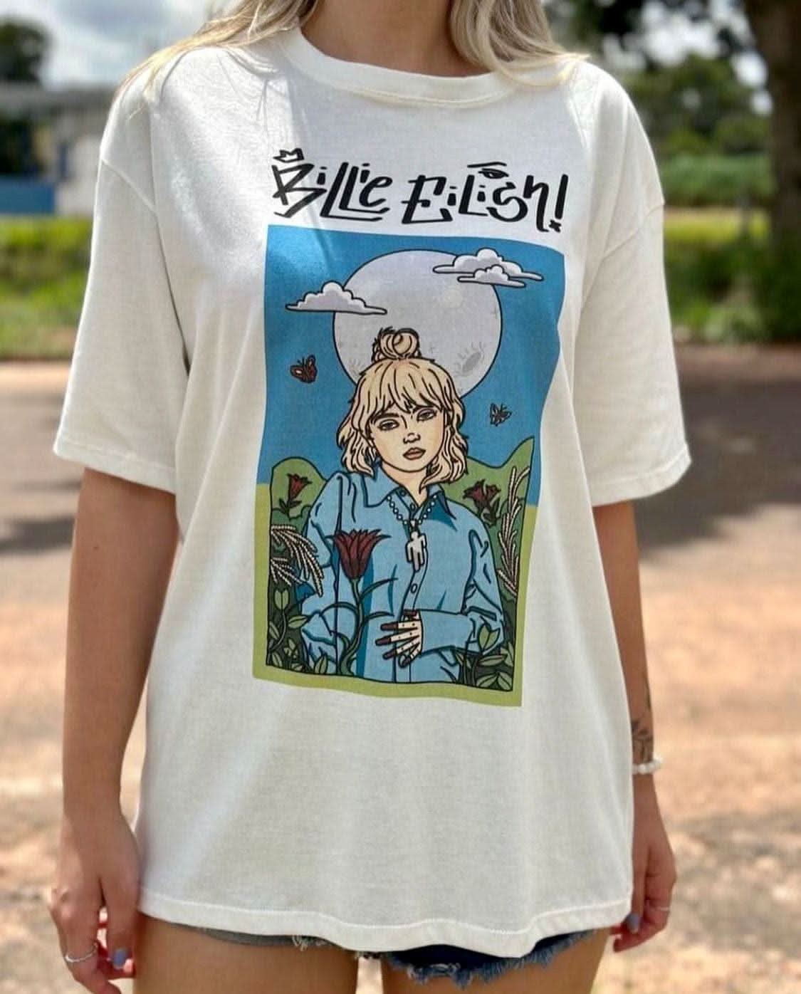 Billie Eilish In White T-Shirt - Hippies TownT-shirtHippies Town