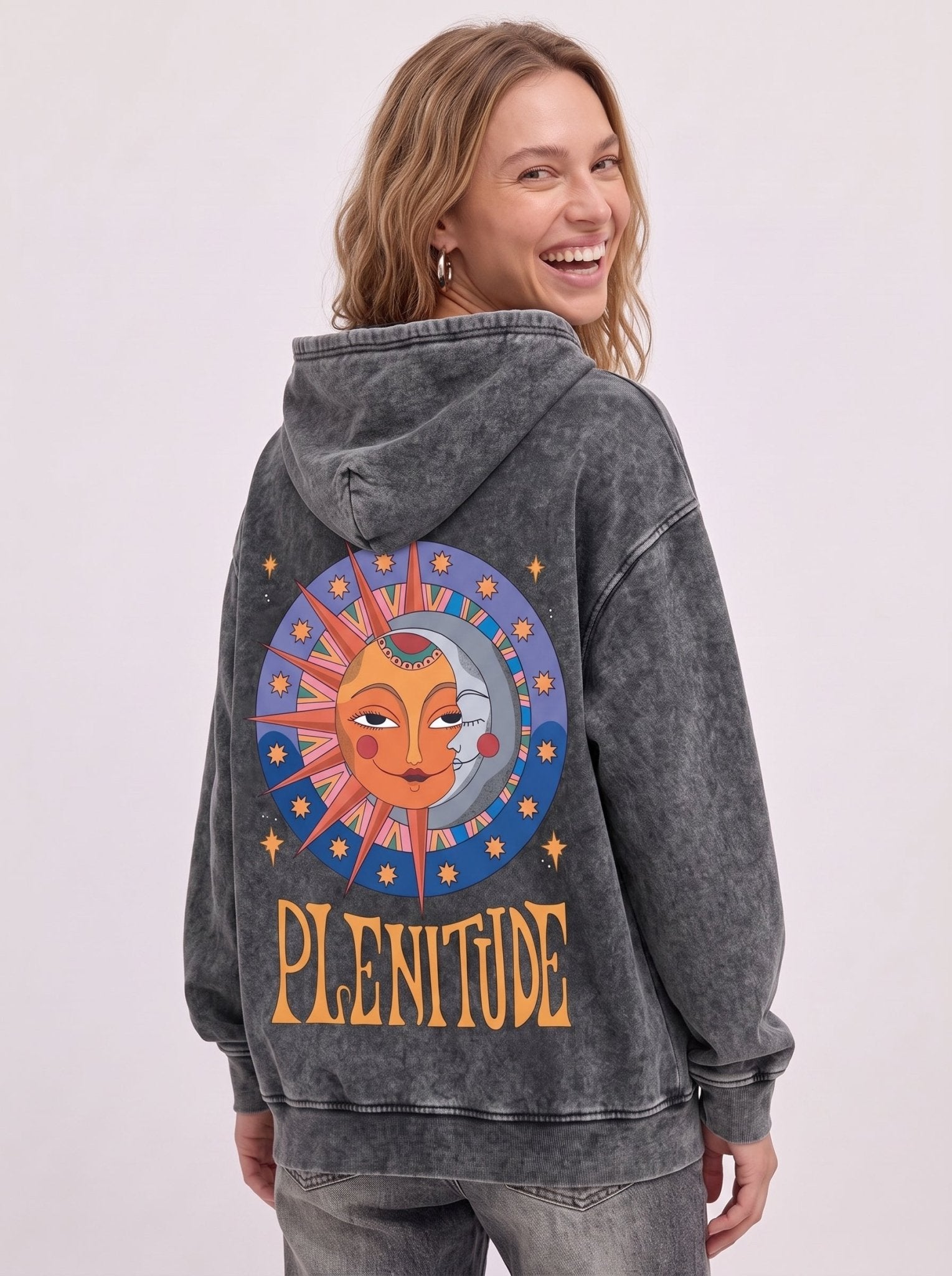 Black Sun Acid Washed - Hippies TownHoodieHippies Town