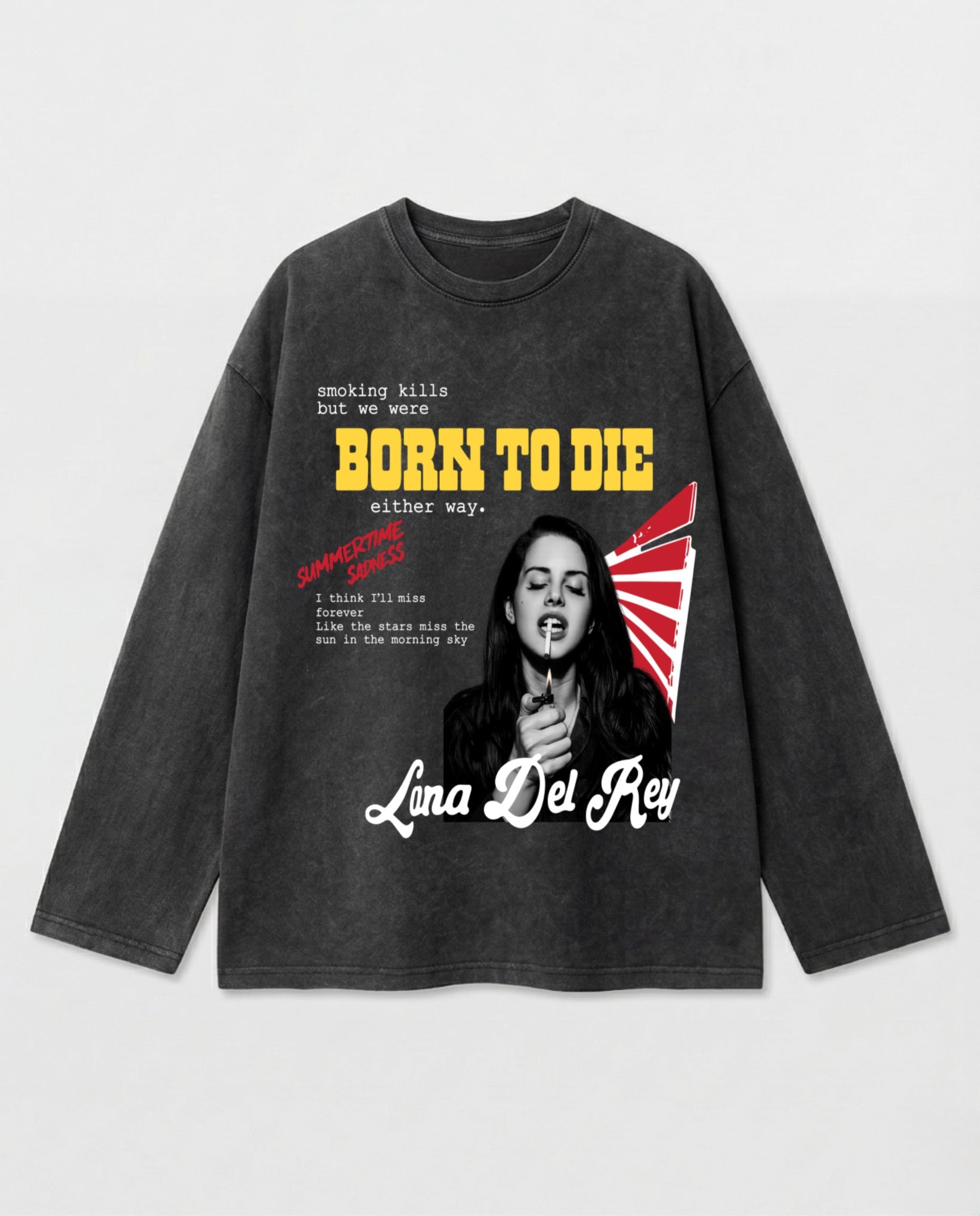 Born To Die Long Sleeves Washed T-Shirt - Hippies TownT-shirtHippies Town