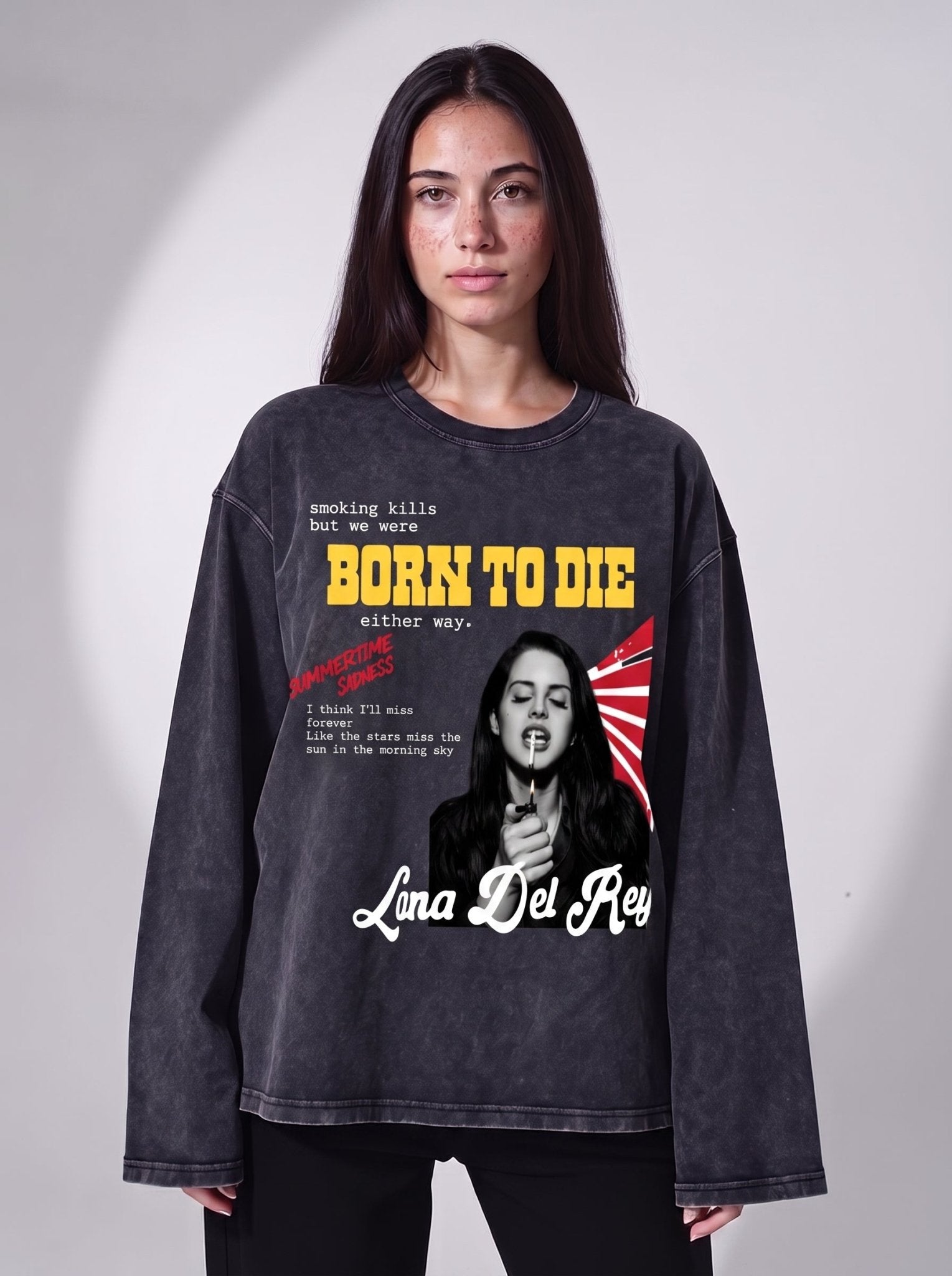 Born To Die Long Sleeves Washed T-Shirt - Hippies TownT-shirtHippies Town