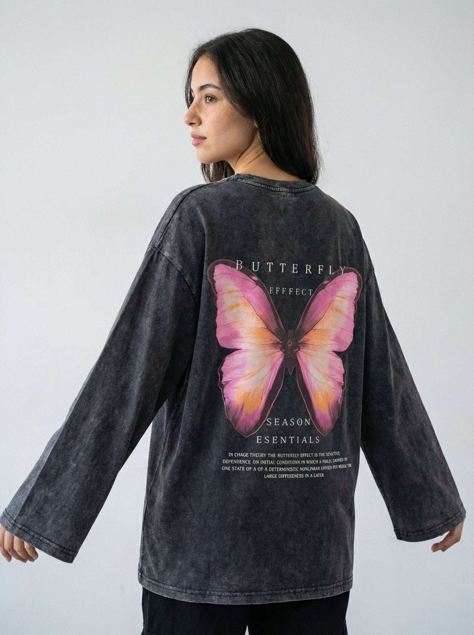 Butterfly Effect Long Sleeves Washed T-Shirt - Hippies TownHippies Town