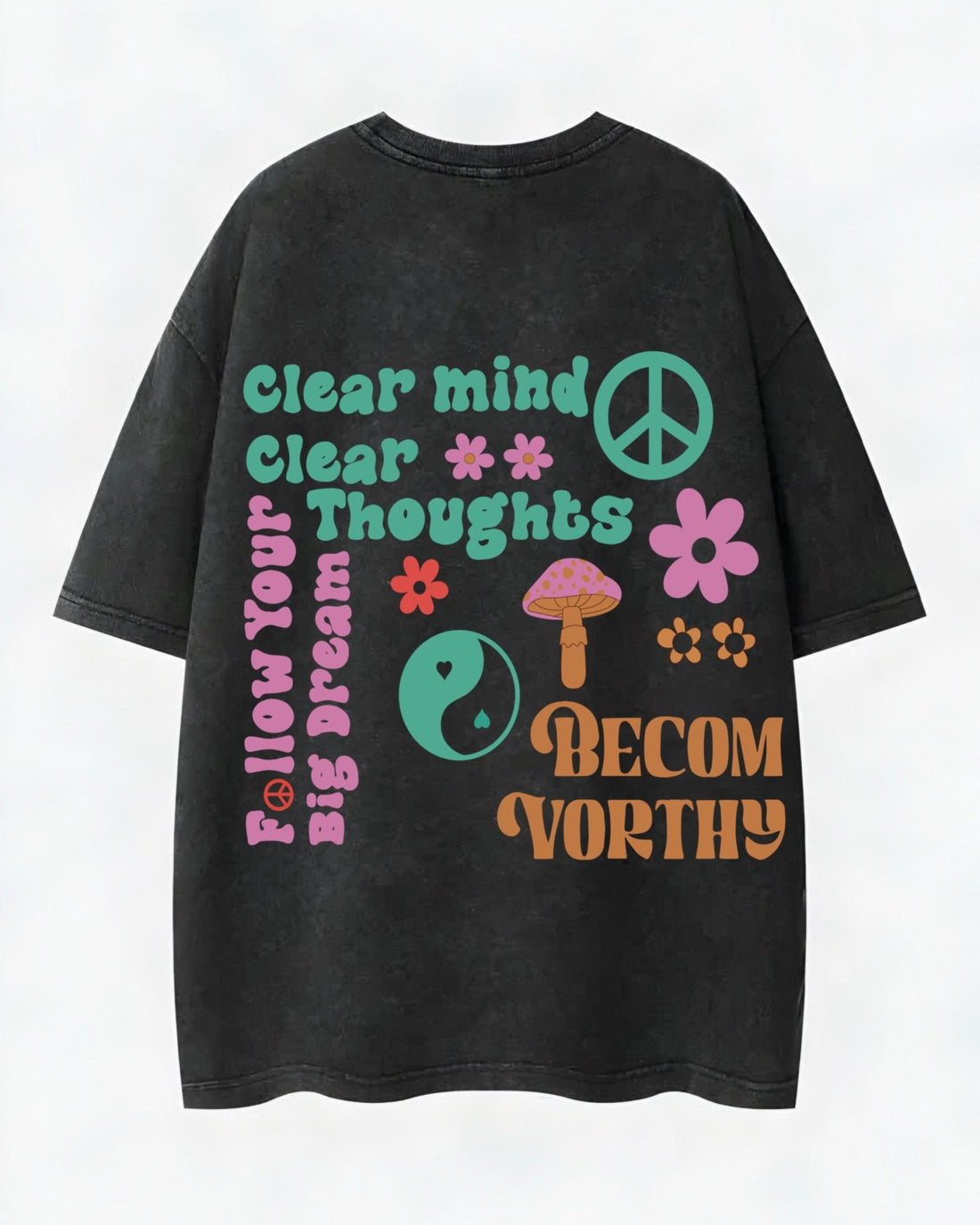 Clear Mind Clear Thoughts Washed T-Shirt - Hippies TownHippies Town
