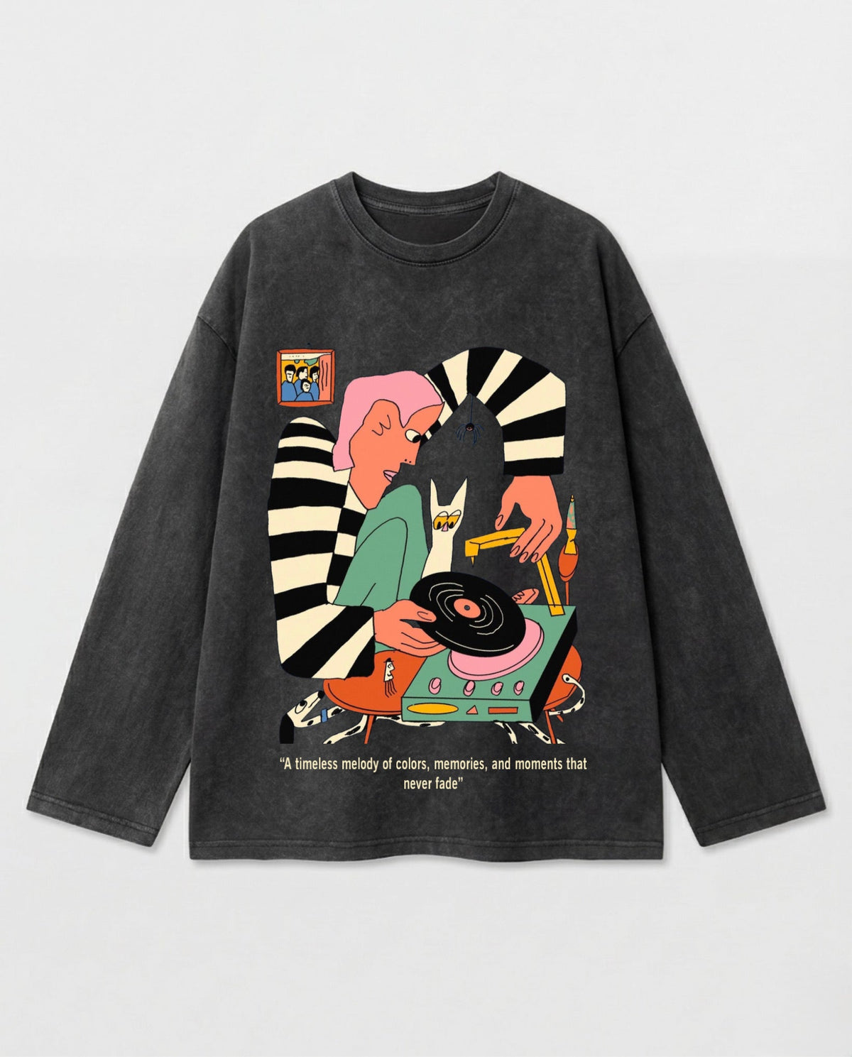 Colorful Echoes Long Sleeves Washed T-Shirt - Hippies TownT-shirtHippies Town