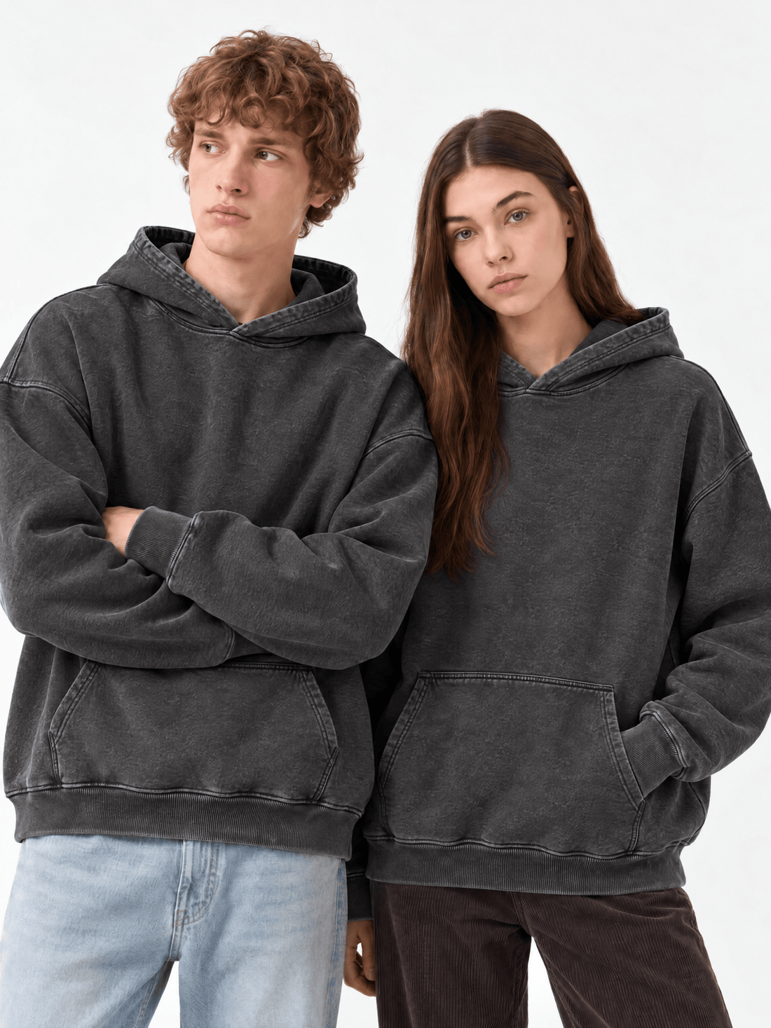 Dark Gray Acid Washed Hoodie - Hippies TownHoodieHippies Town
