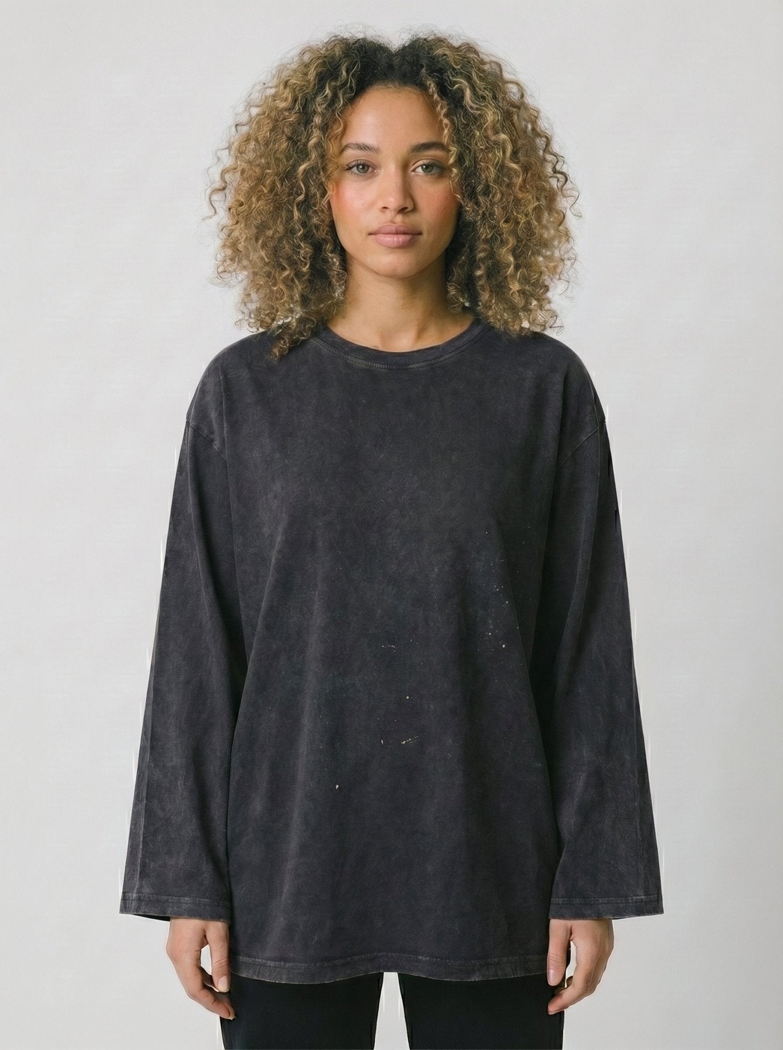 Dark Gray Acid Washed Long Sleeve T-Shirt - Hippies TownHippies Town