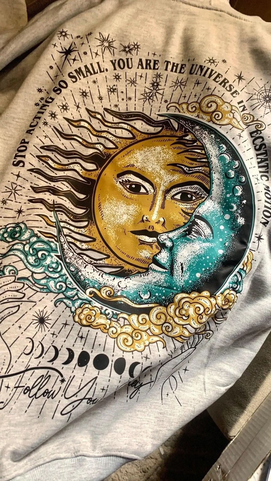 Grey Golden Sun Hoodie - Hippies TownHoodieHippies Town