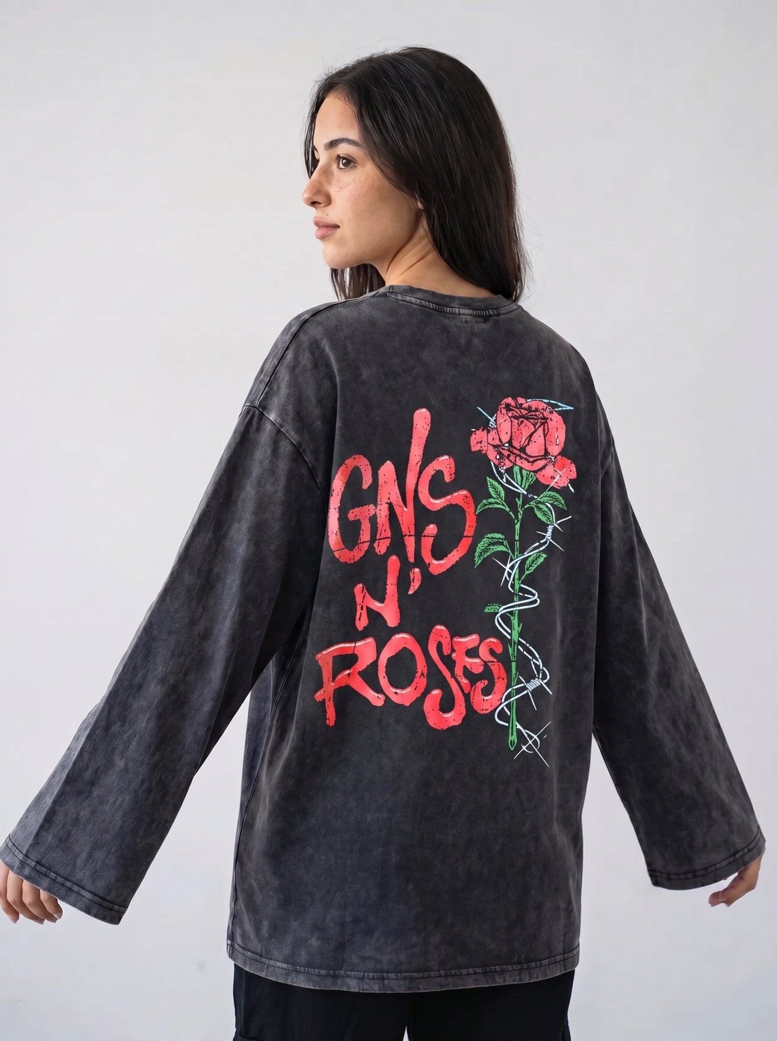 Gun N Roses Long Sleeves Washed T-Shirt - Hippies TownT-shirtHippies Town