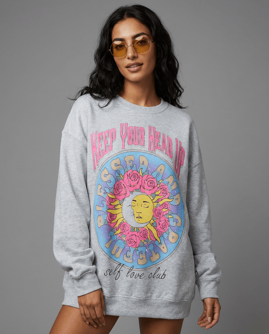 Head Up Crewneck (Gray) - Hippies TownCrewneckHippies Town