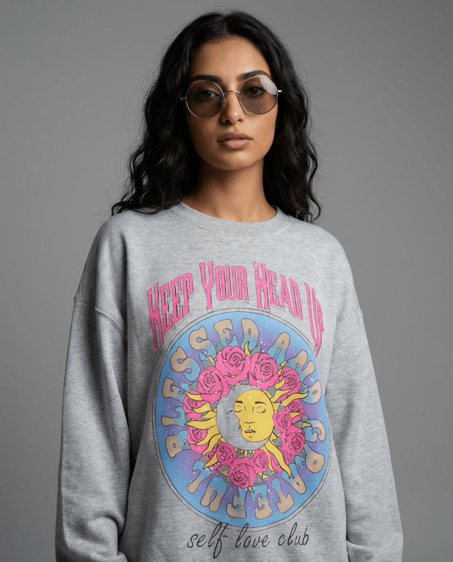 Head Up Crewneck (Gray) - Hippies TownCrewneckHippies Town