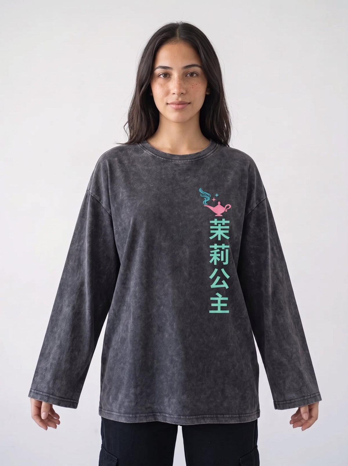 Jasmin Long Sleeves Washed T-Shirt - Hippies TownT-shirtHippies Town