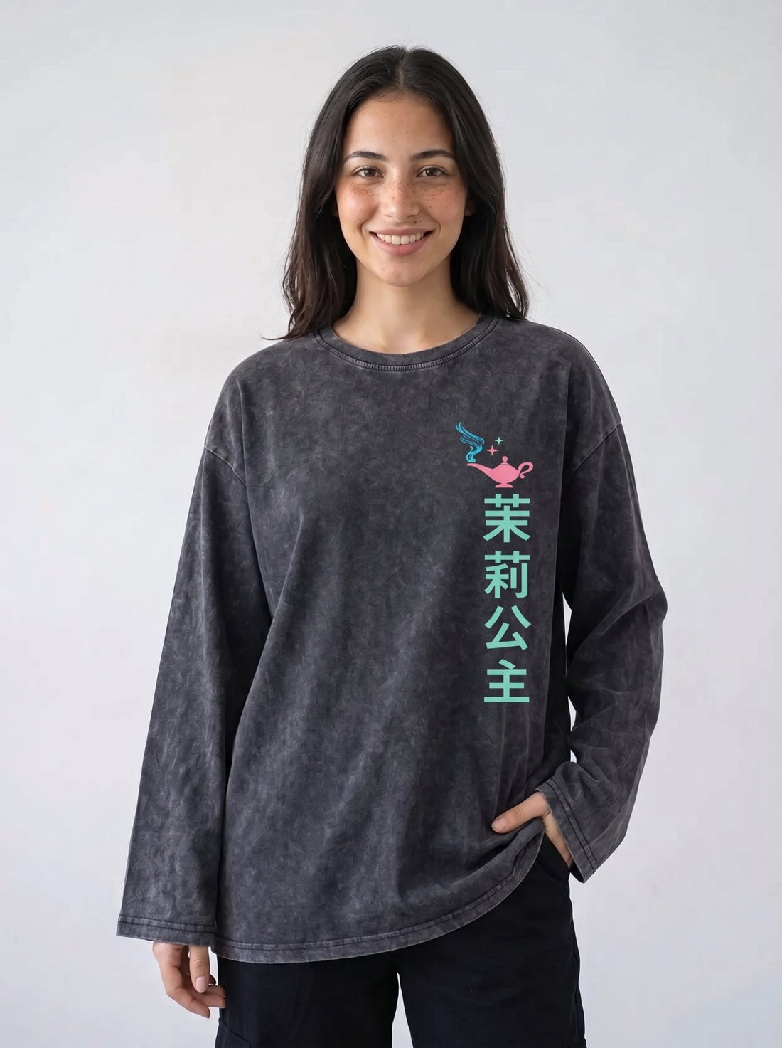 Jasmin Long Sleeves Washed T-Shirt - Hippies TownT-shirtHippies Town
