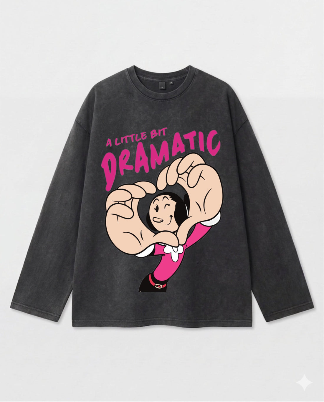 Little Bit Dramatic Long Sleeves Washed T-Shirt - Hippies TownHippies Town