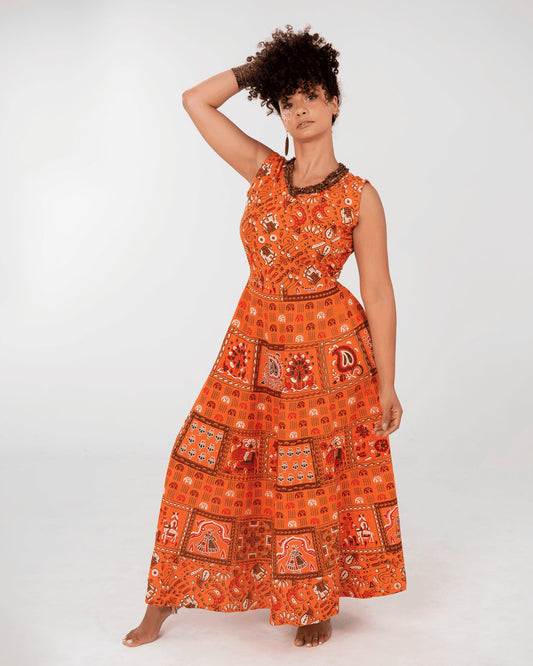 Orange Elephant Dress - Hippies TownDressHippies Town