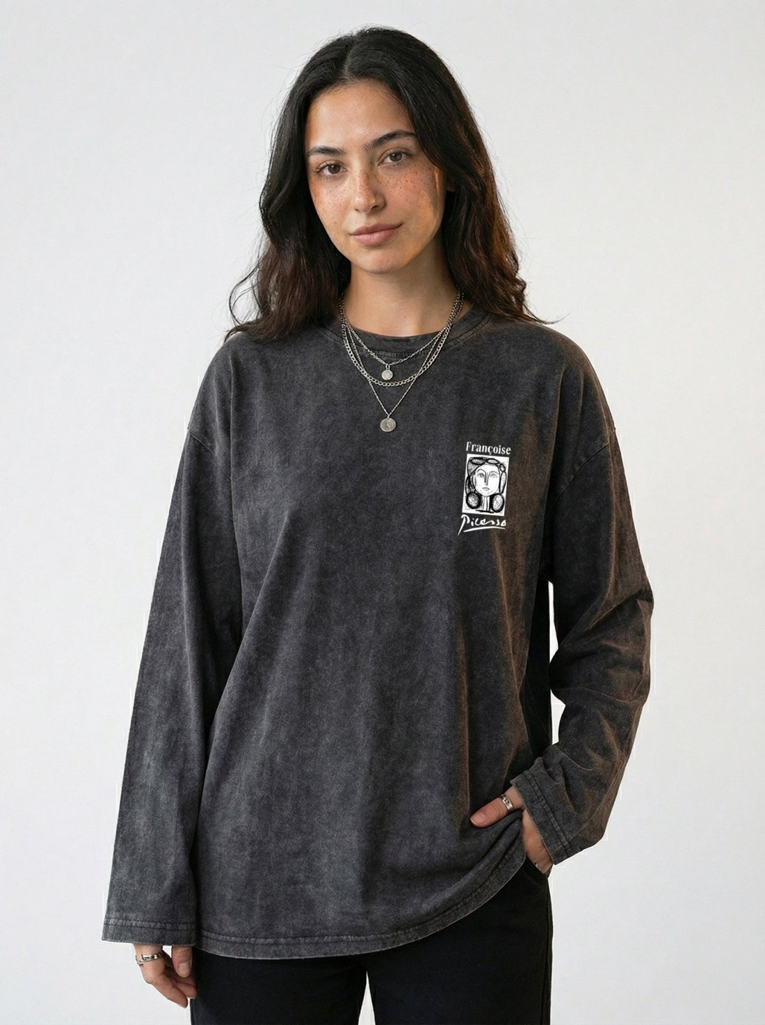 Picasso Long Sleeves Washed T-Shirt - Hippies TownHippies Town