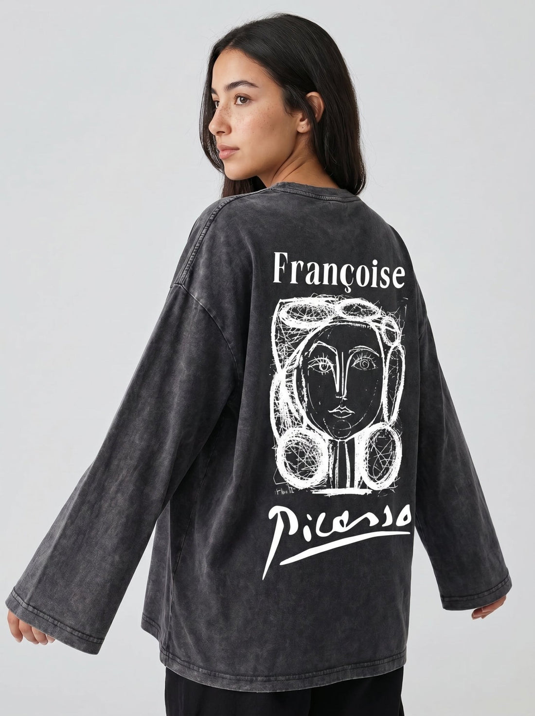 Picasso Long Sleeves Washed T-Shirt - Hippies TownHippies Town