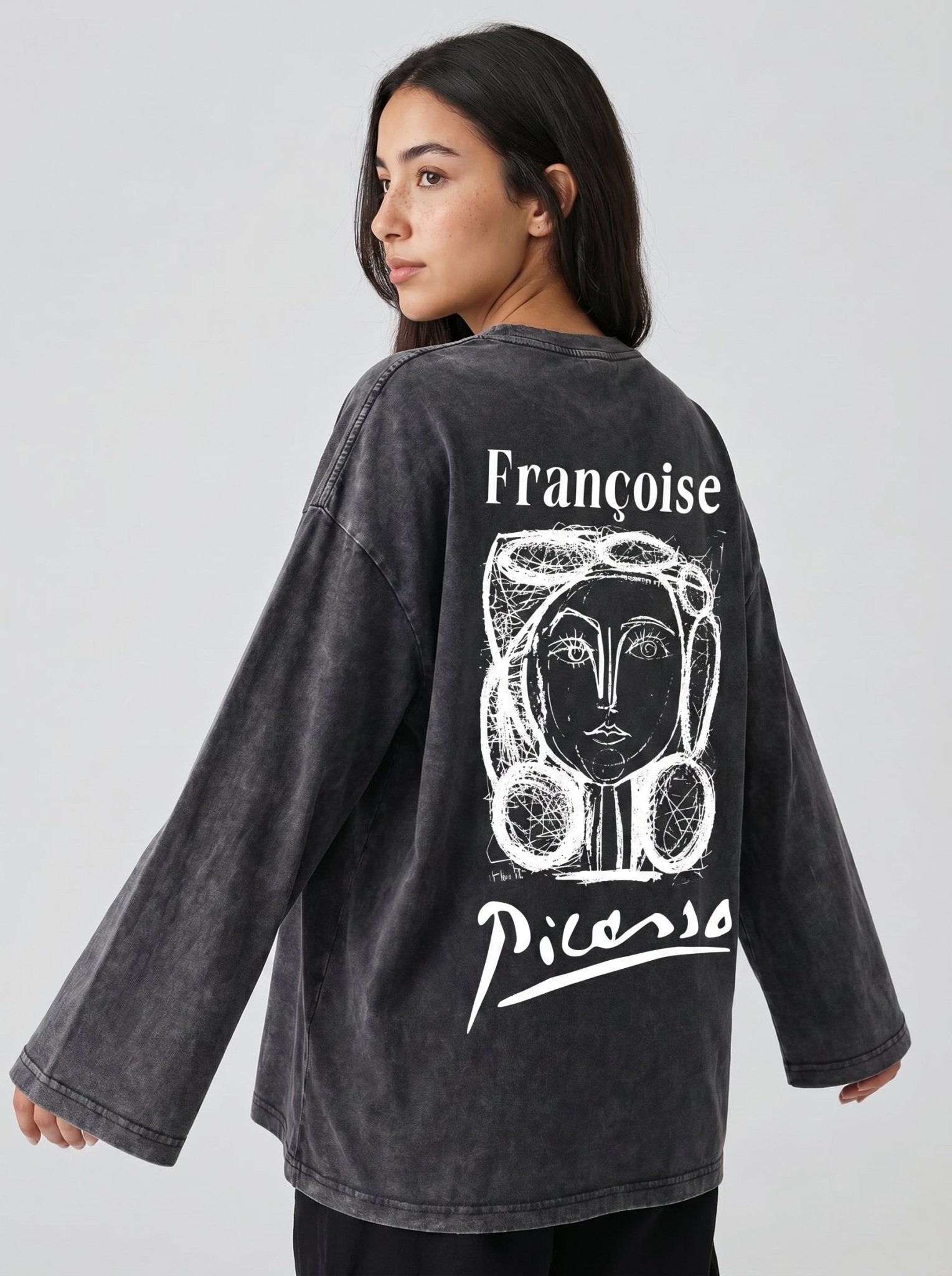 Picasso Long Sleeves Washed T-Shirt - Hippies TownHippies Town
