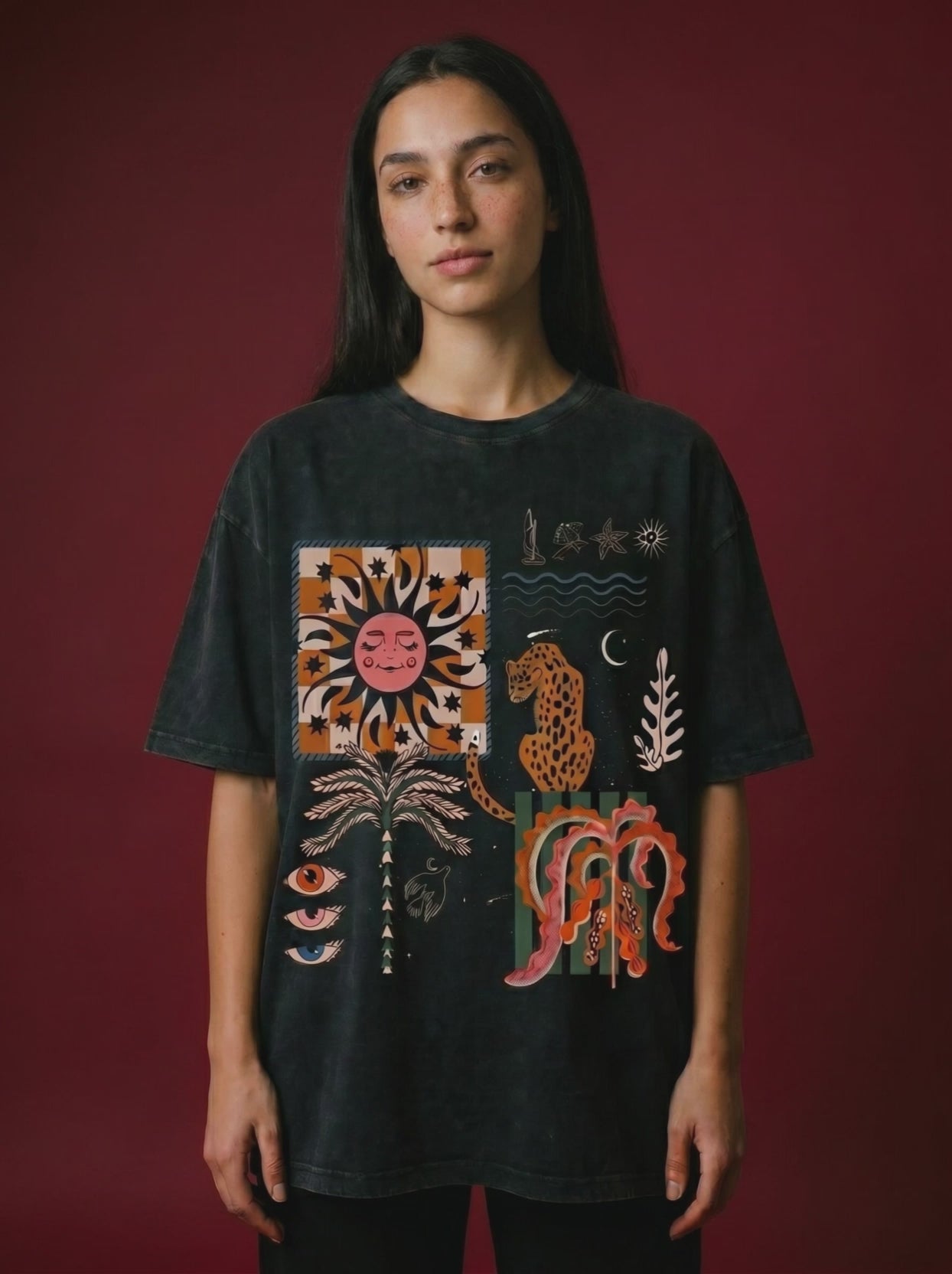 Boho abstract Washed T-Shirt