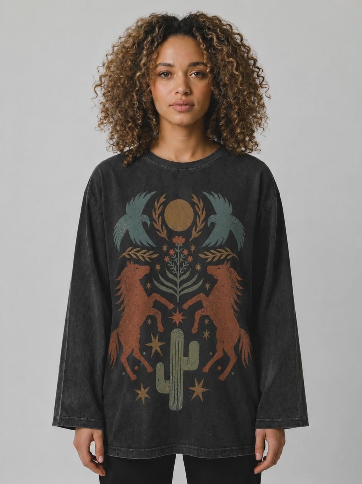 Nature Vibes Long Sleeves Washed T-Shirt
