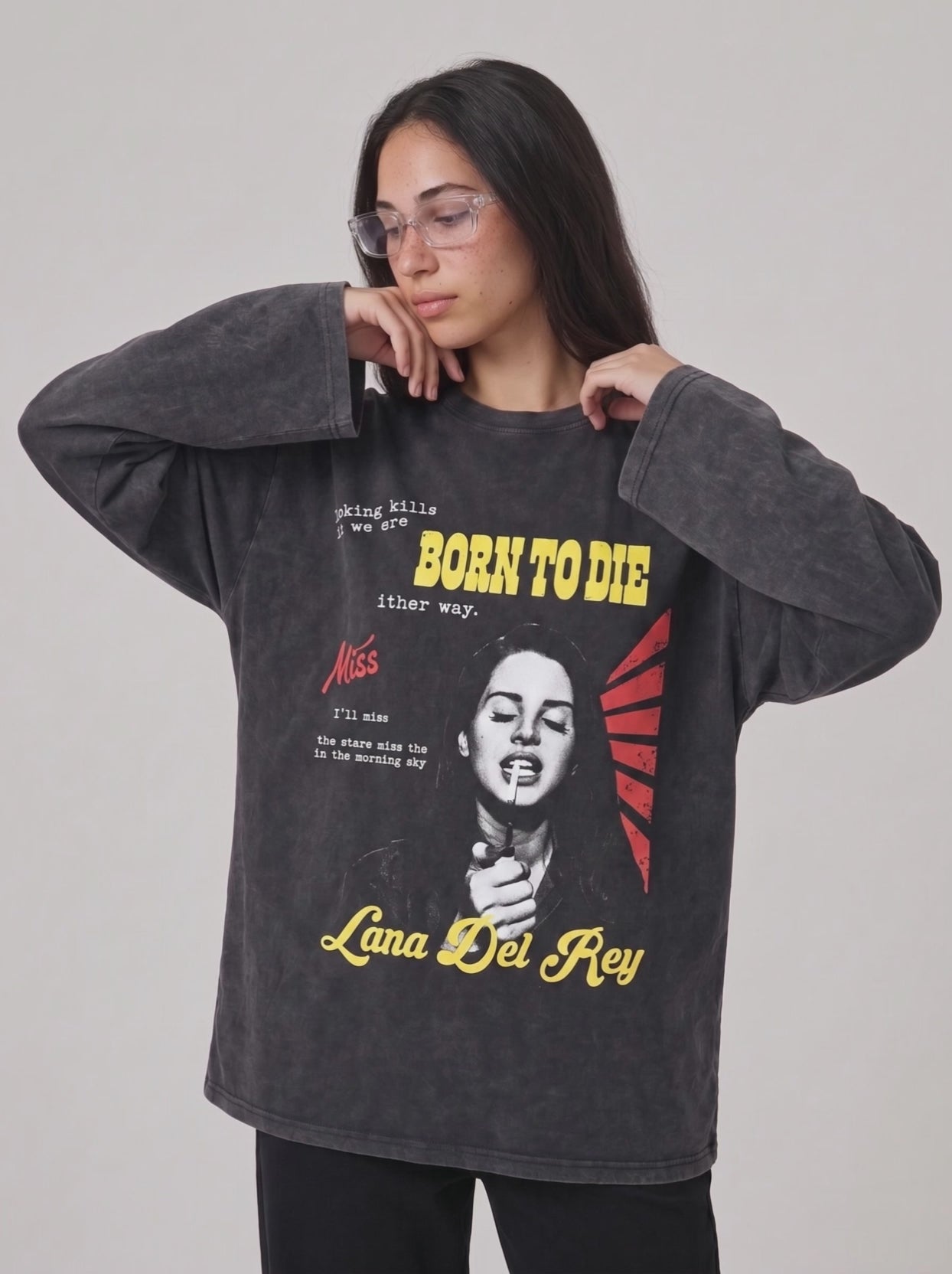 Born To Die Long Sleeves Washed T-Shirt